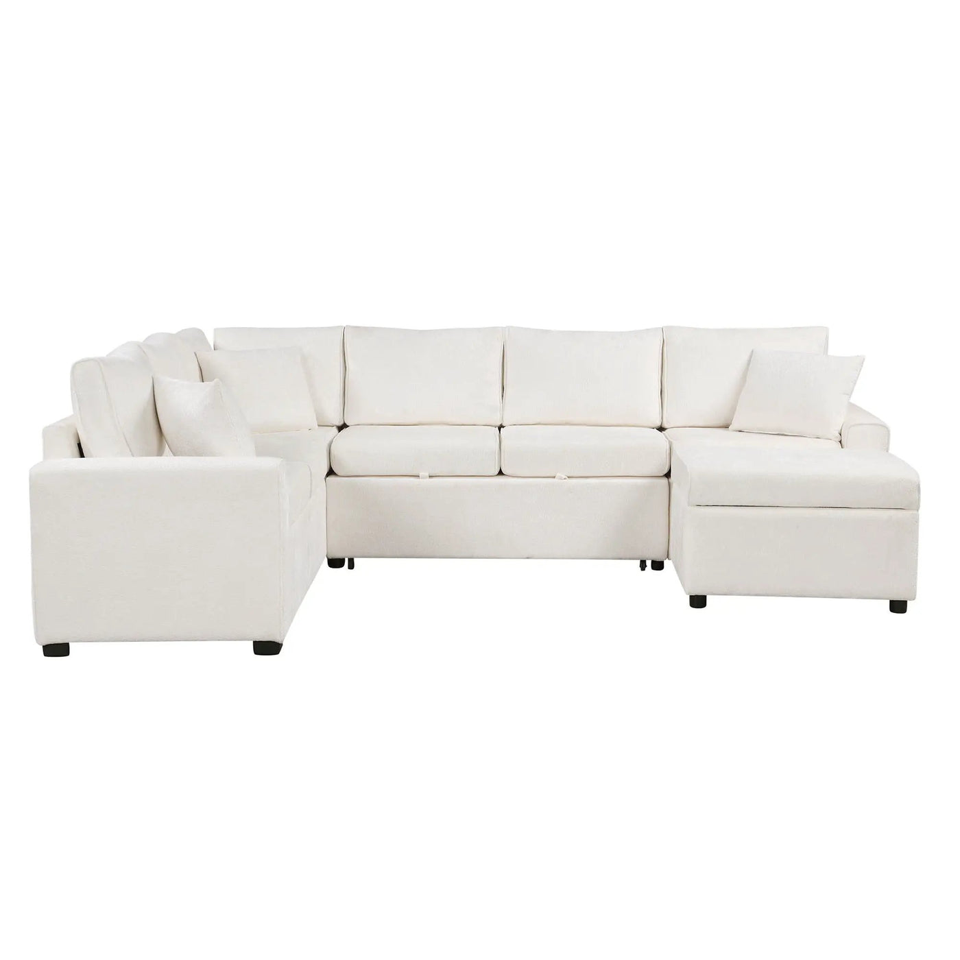 Sectional Sofa Pull-Out Sofa Bed Sleeper With A Storage Ottoman, Three Pillows And Charging Devices For Living Room by HouseOfZazla