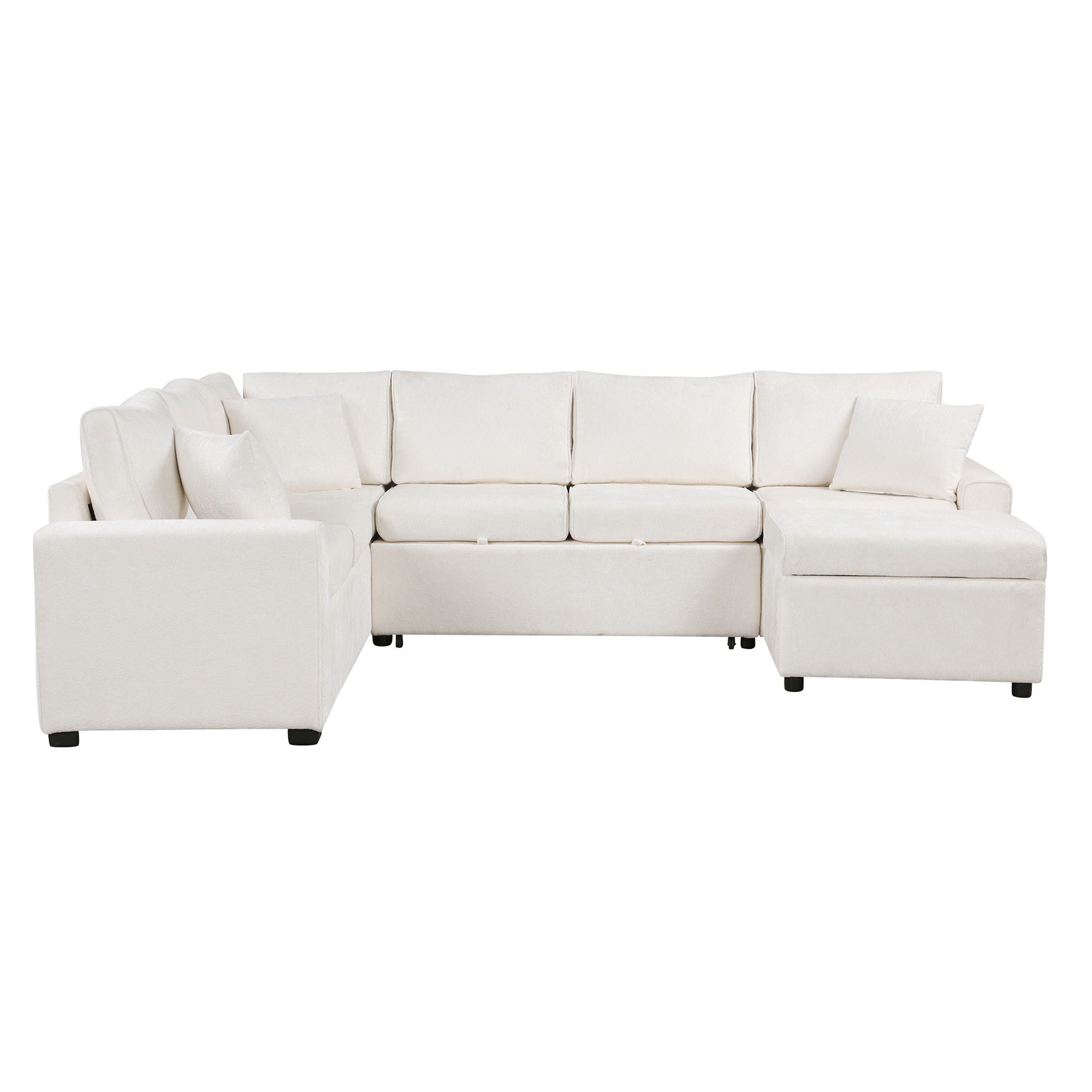 Sectional Sofa Pull-Out Sofa Bed Sleeper With A Storage Ottoman, Three Pillows And Charging Devices For Living Room by HouseOfZazla