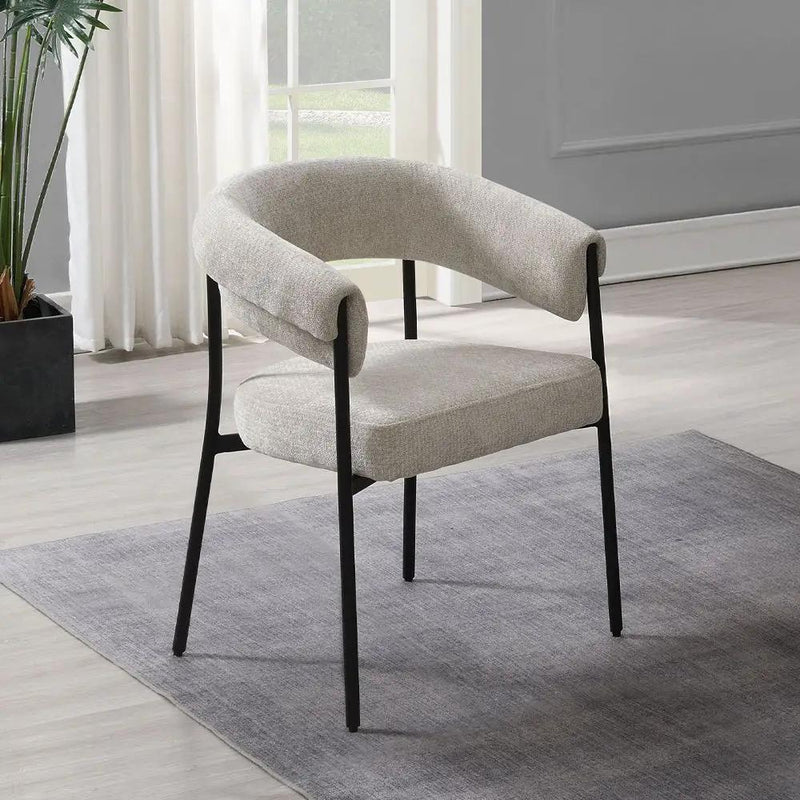 Jirina - Chenille Arm Chair (Set of 2) - Beige & Black by Unique Piece Furniture
