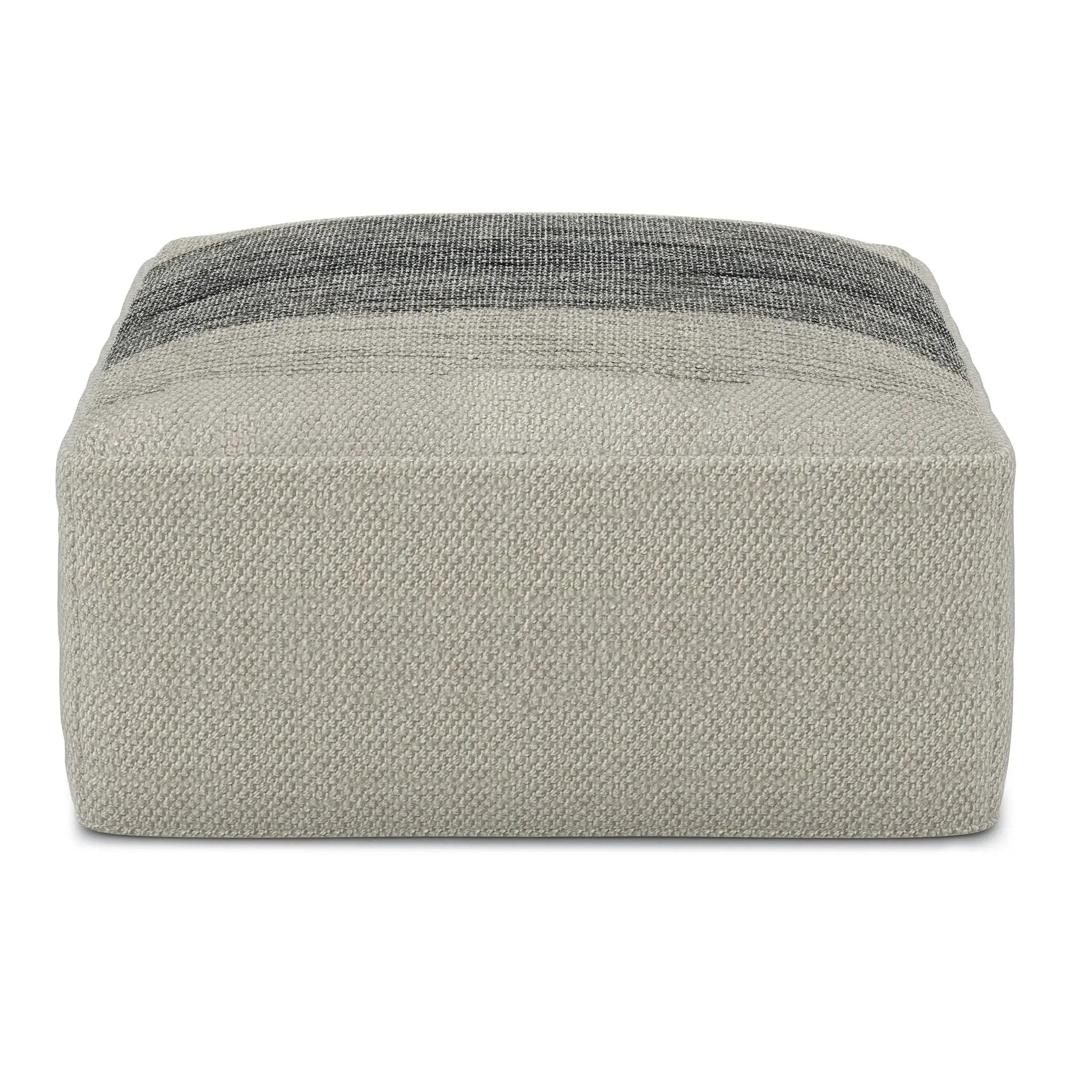 Sabella - Square Woven Outdoor / Indoor Pouf - Gray / White by HouseOfZazla