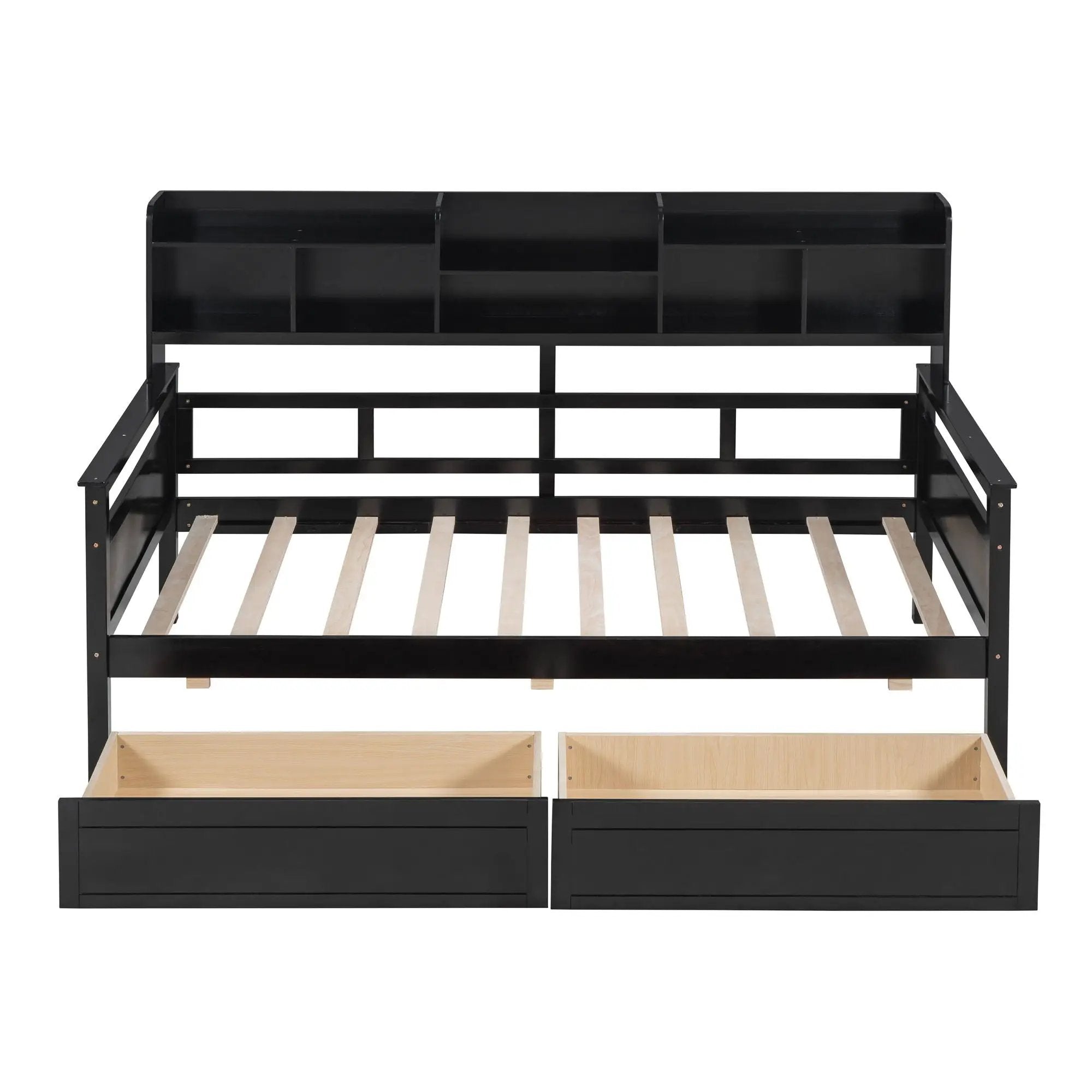 Daybed, Slat Support, With Bedside Shelves And 2 Drawers by HouseOfZazla