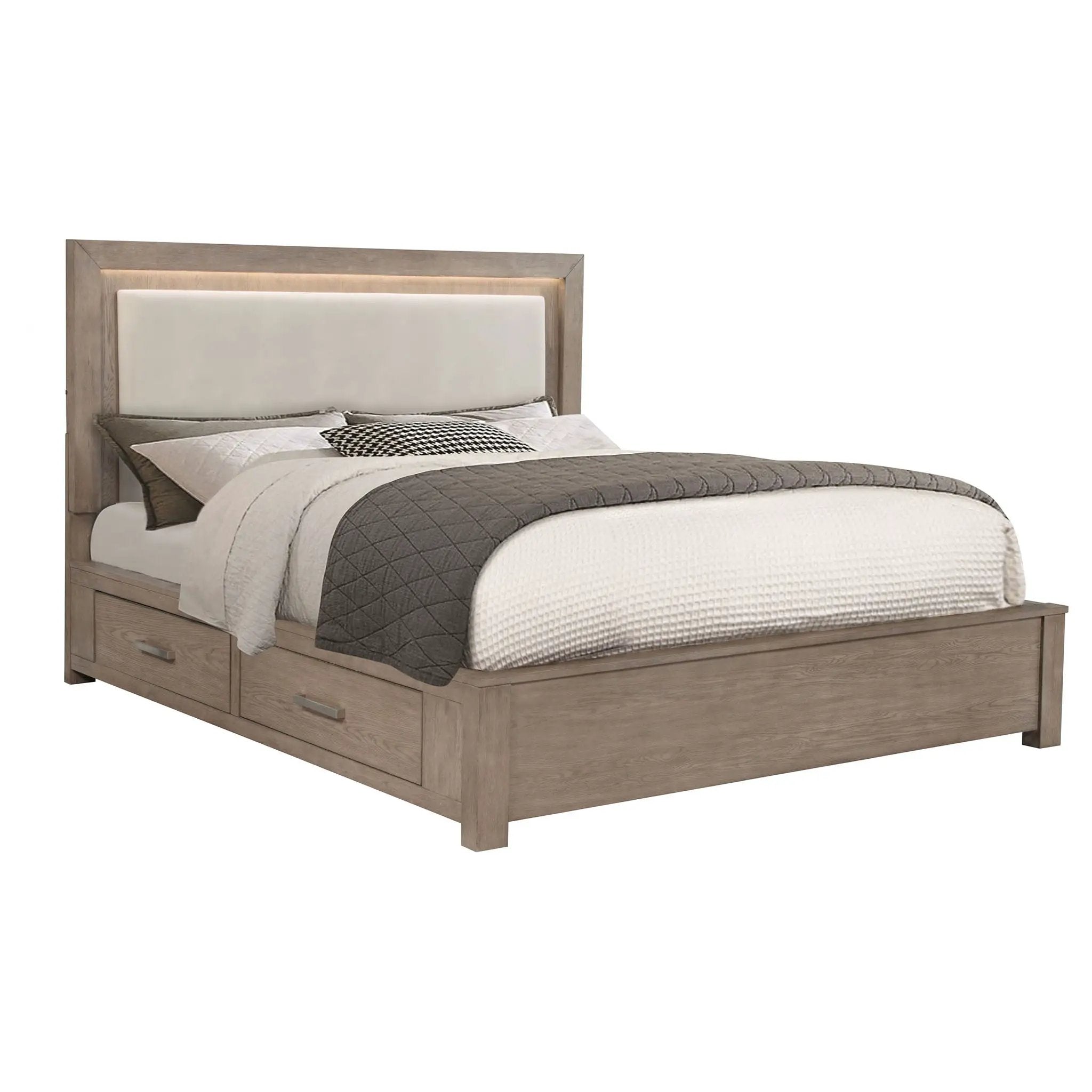 Kenora 56-inch California King LED Storage Bed Barley Brown by Unique Piece Furniture