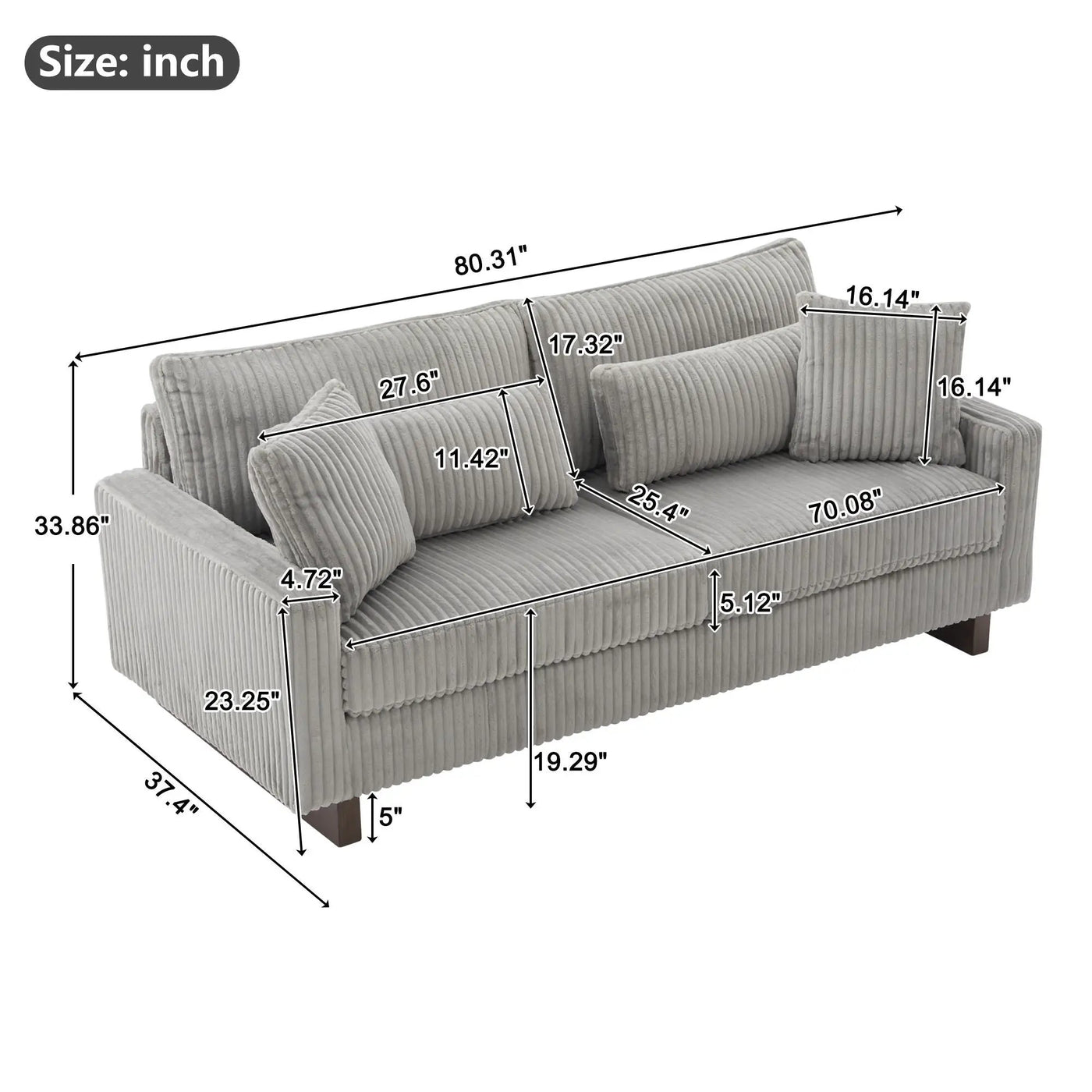 Modern Loveseat Sofa With 4 Pillows by HouseOfZazla