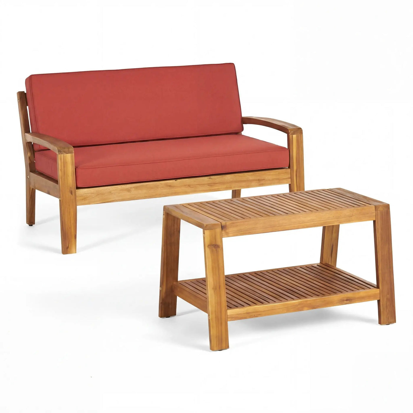 2 Piece Outdoor Conversation Set – Loveseat & Coffee Table with Water-Resistant Cushions by HouseOfZazla