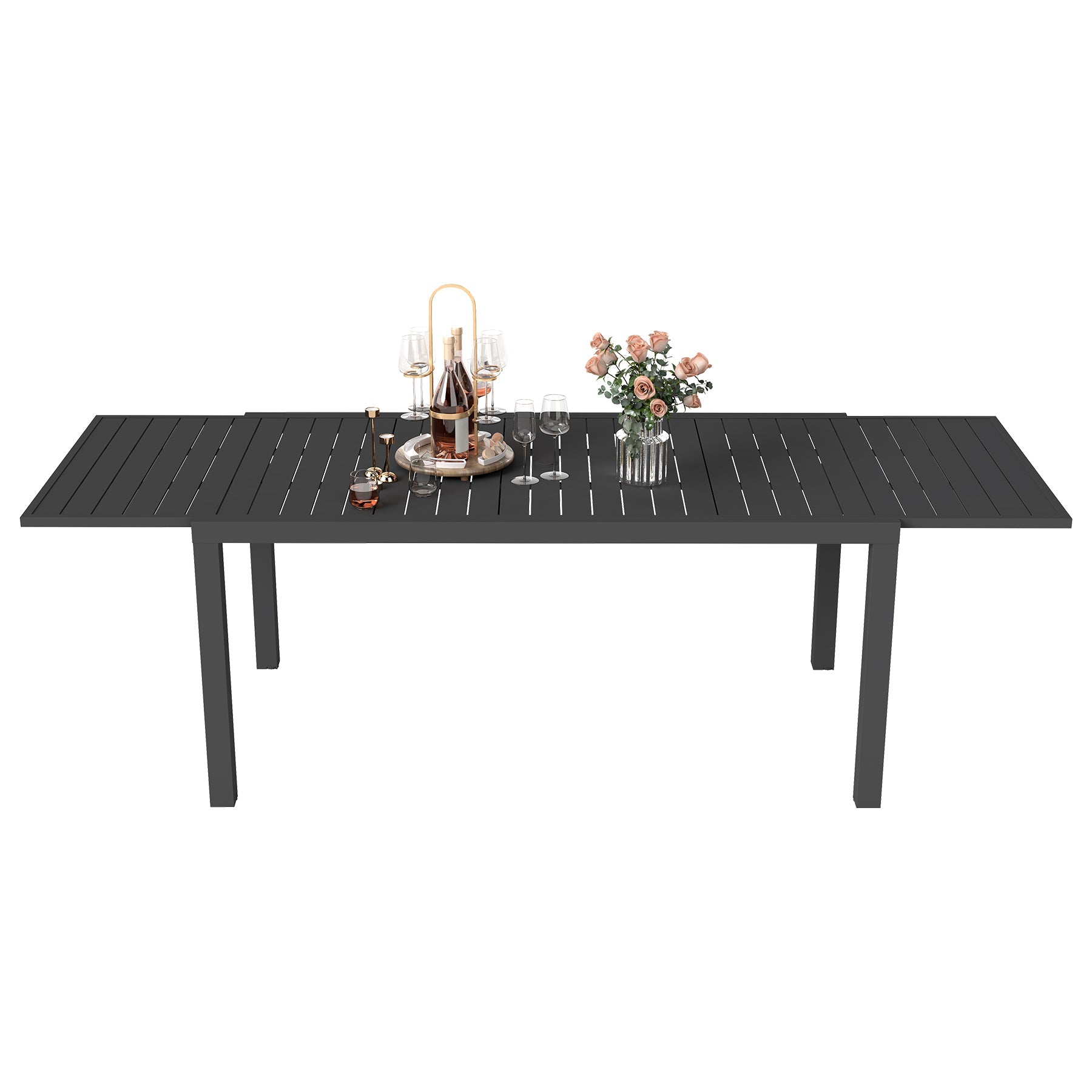 97.2"L Extendable Aluminum Outdoor Dining Table by HouseOfZazla