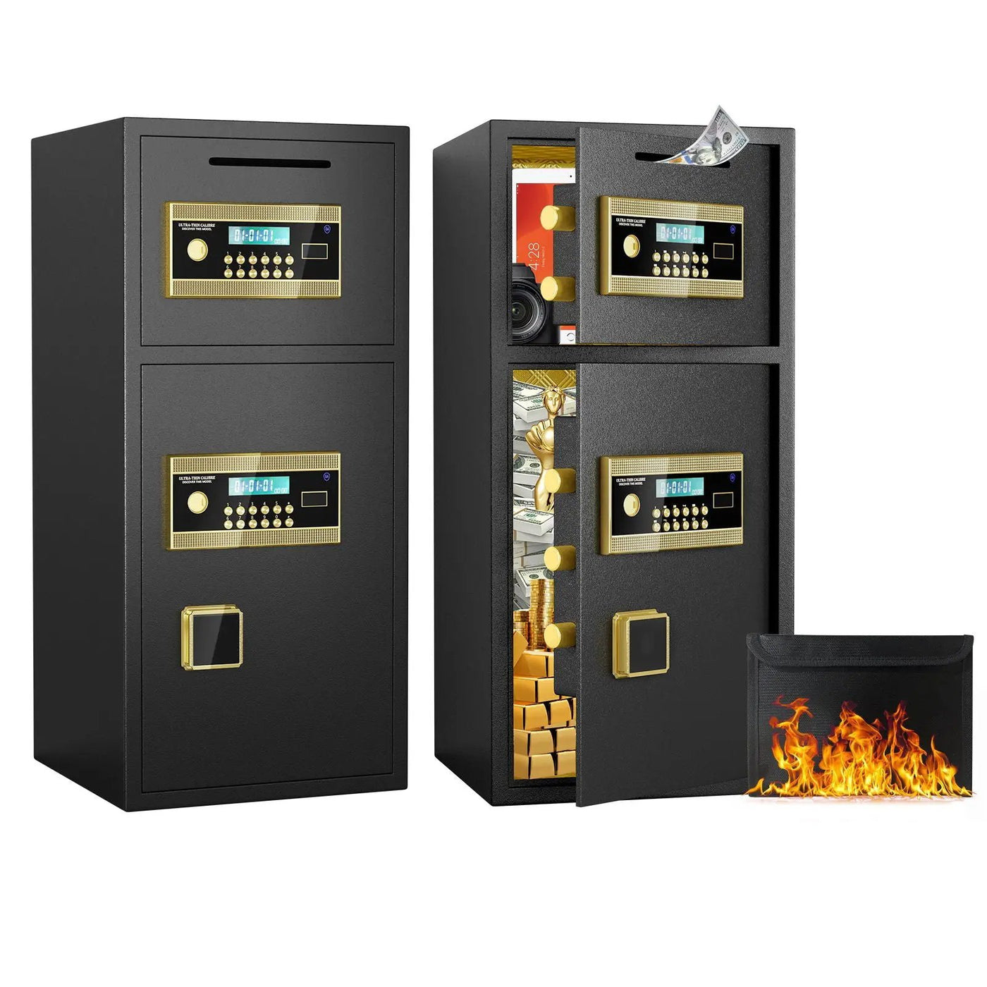 Large Double Door Coin Operated Safe, Digital Security Safe With Fireproof And Waterproof Bag by HouseOfZazla