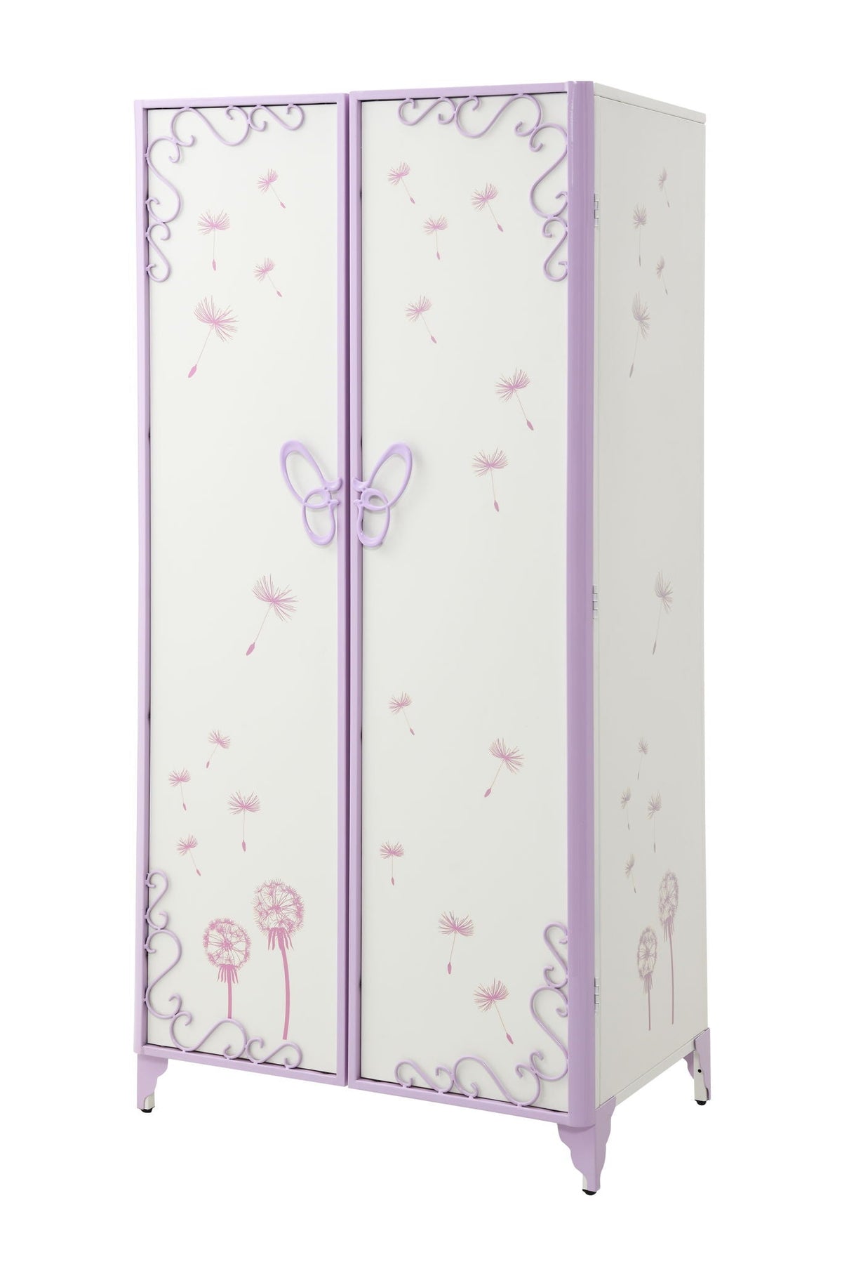 Purple Synthetic Leather Wardrobe with Butterfly Doors - Priya II