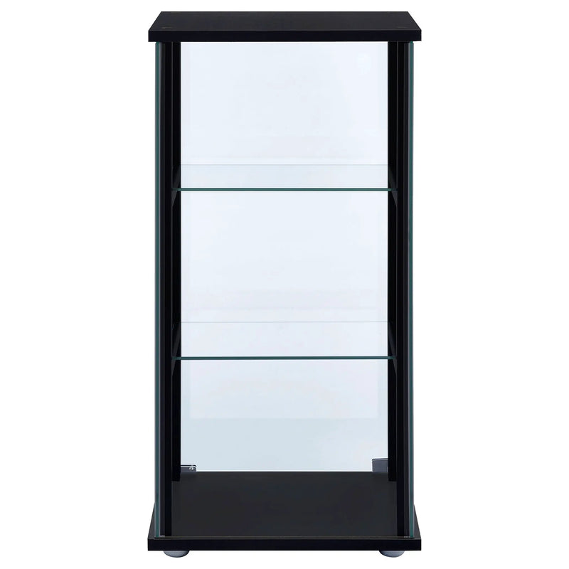 Cyclamen 3-shelf Clear Glass Curio Display Cabinet Black by Unique Piece Furniture