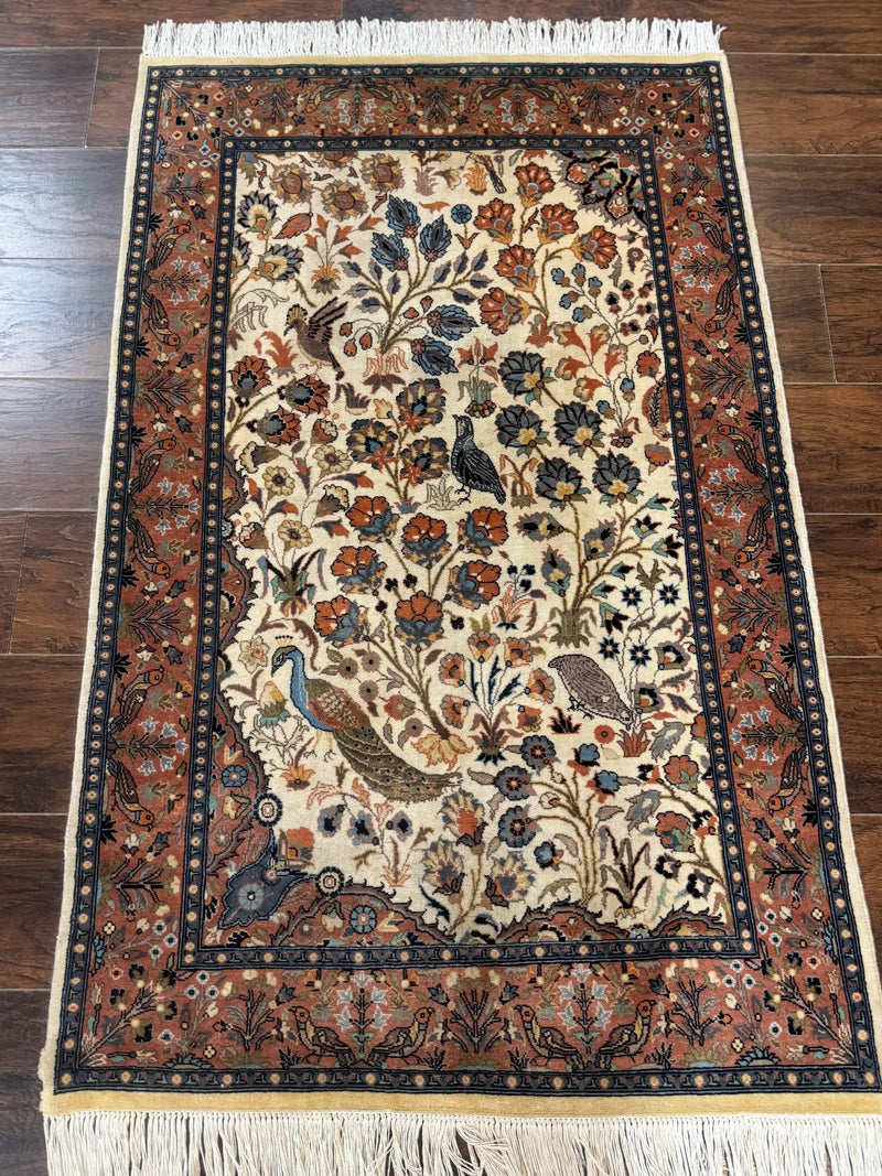 Small Pak Persian Rug 3x5, Peacock Birds Floral by Jewel Rugs
