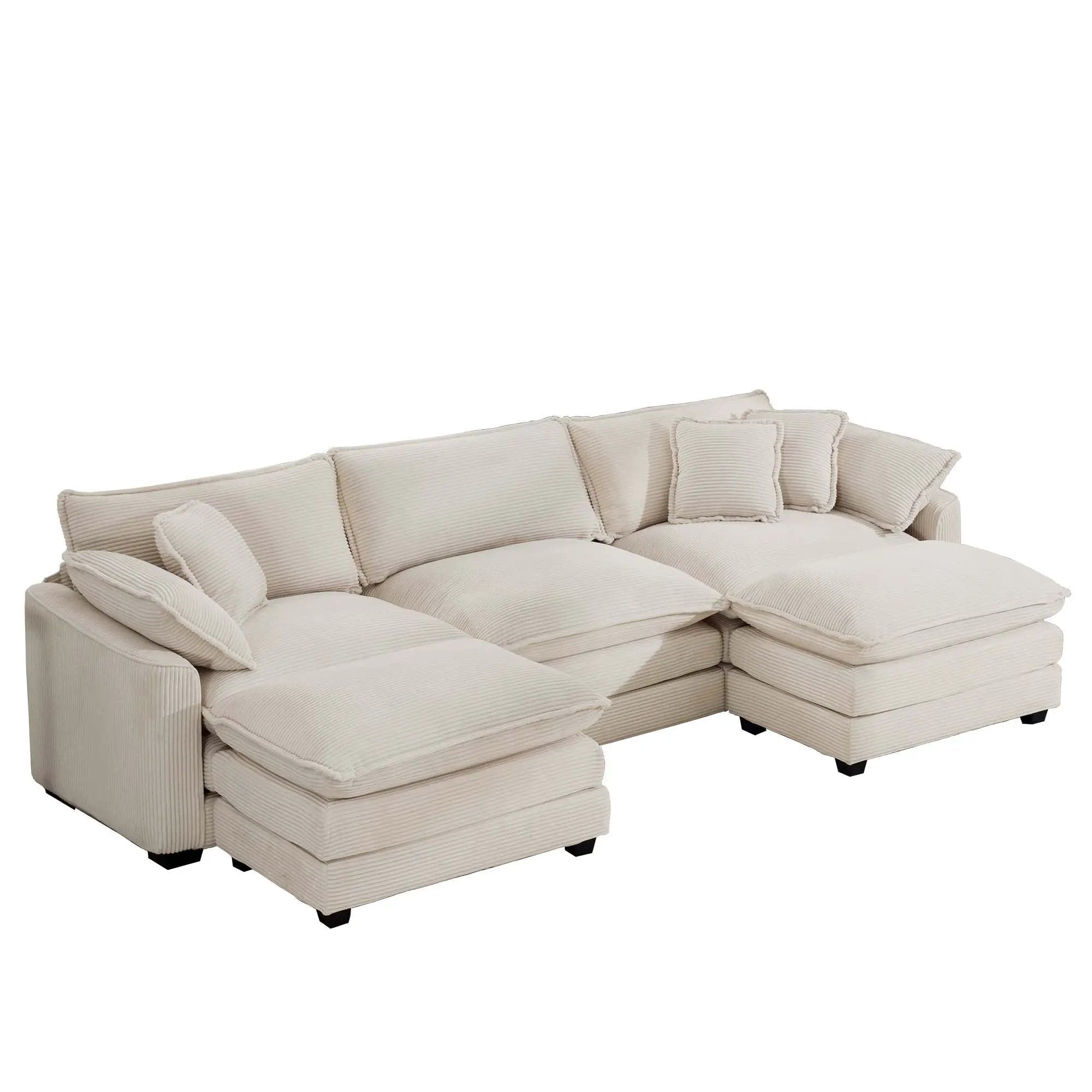 Modern Oversized Modular Cushion Sofa With Ottoman, Low Back, Deep Seating Sofa Set by Unique Piece Furniture