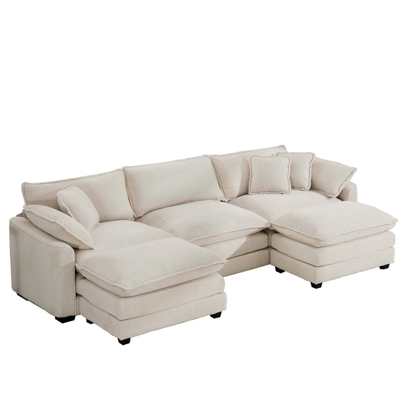 Modern Oversized Modular Cushion Sofa With Ottoman, Low Back, Deep Seating Sofa Set by Unique Piece Furniture