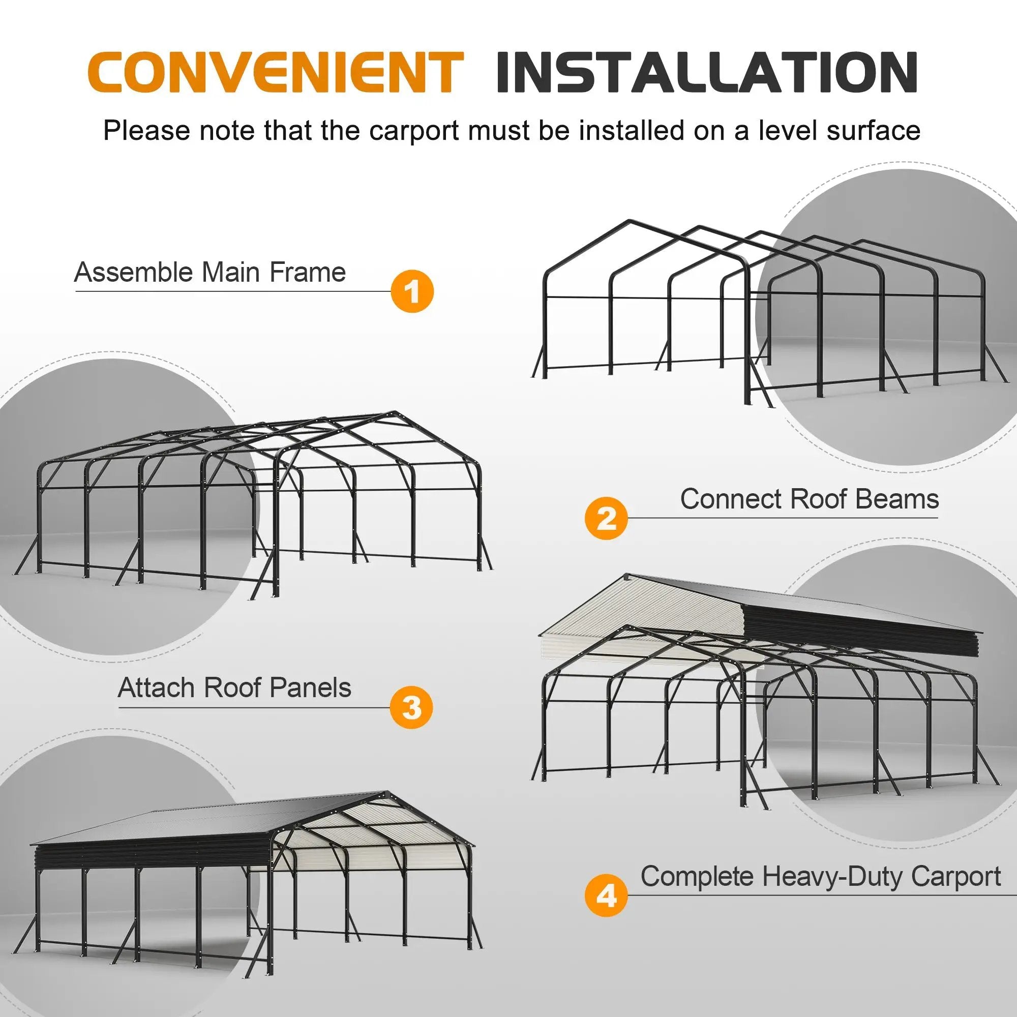 20'x20' Galvanized Steel Carport Canopy by HouseOfZazla