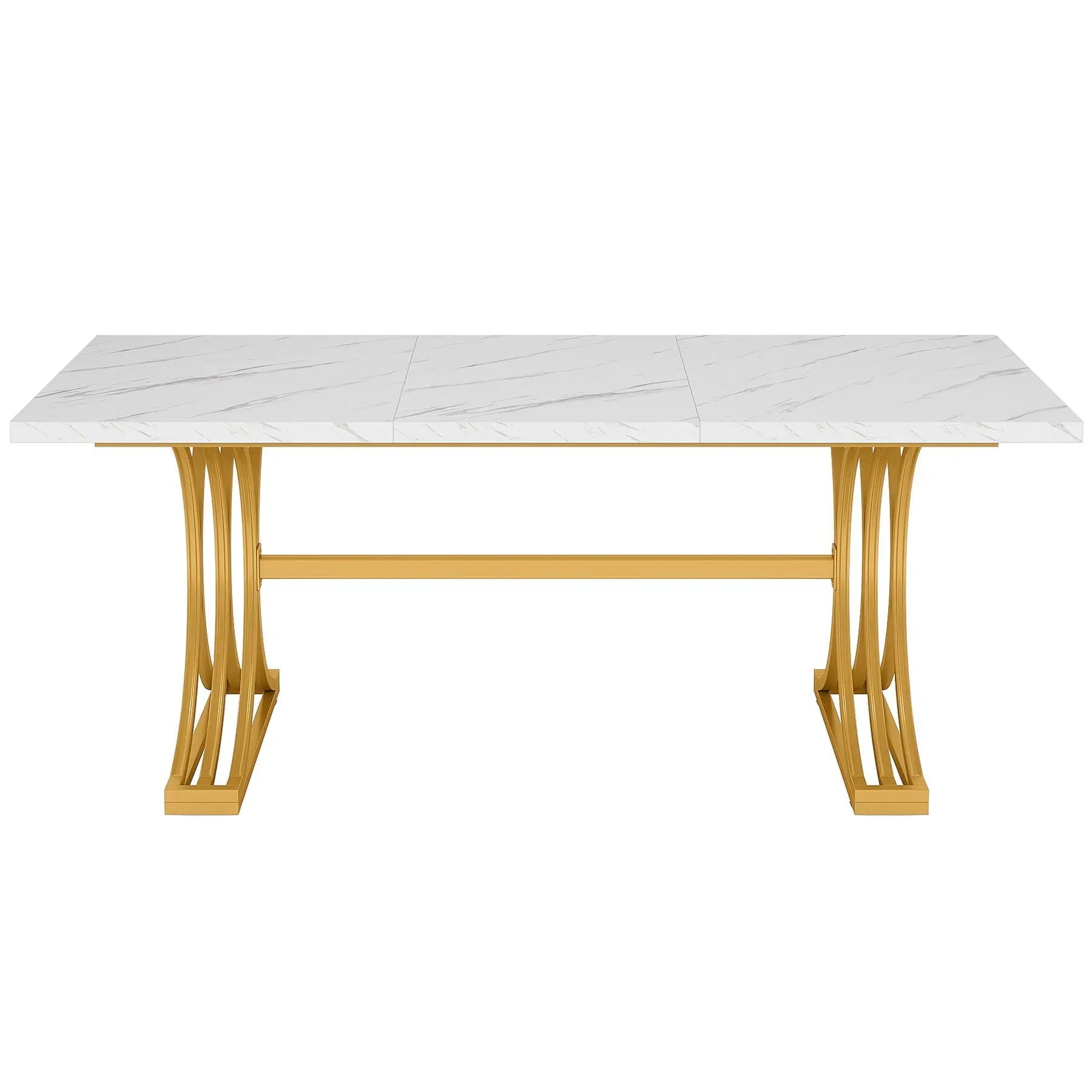 Executive Desk With X-Legs, Sturdy Office Workstation For Home Office - White / Gold by HouseOfZazla