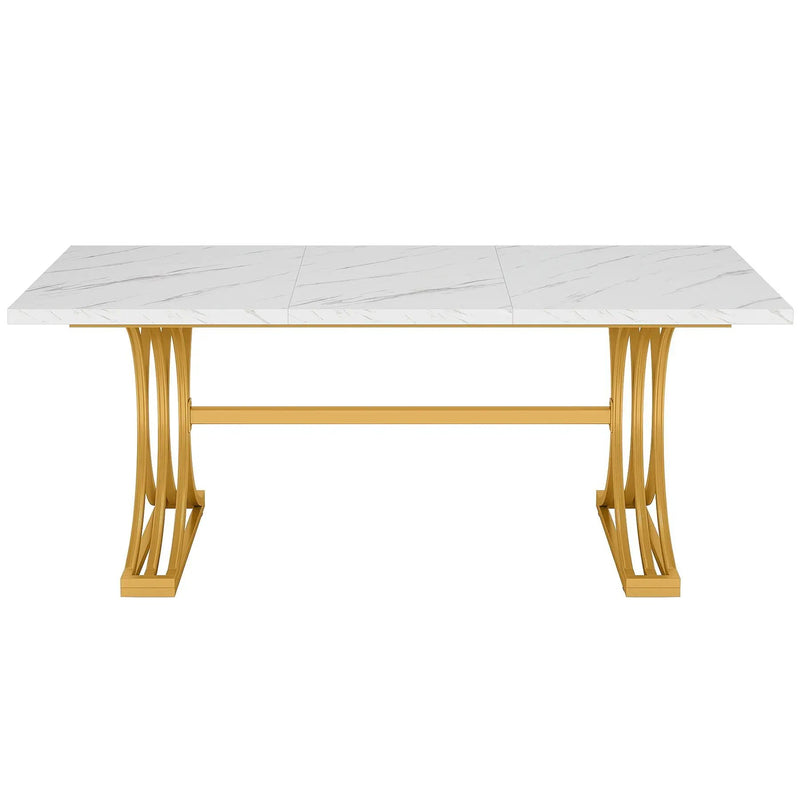 Executive Desk With X-Legs, Sturdy Office Workstation For Home Office - White / Gold by HouseOfZazla