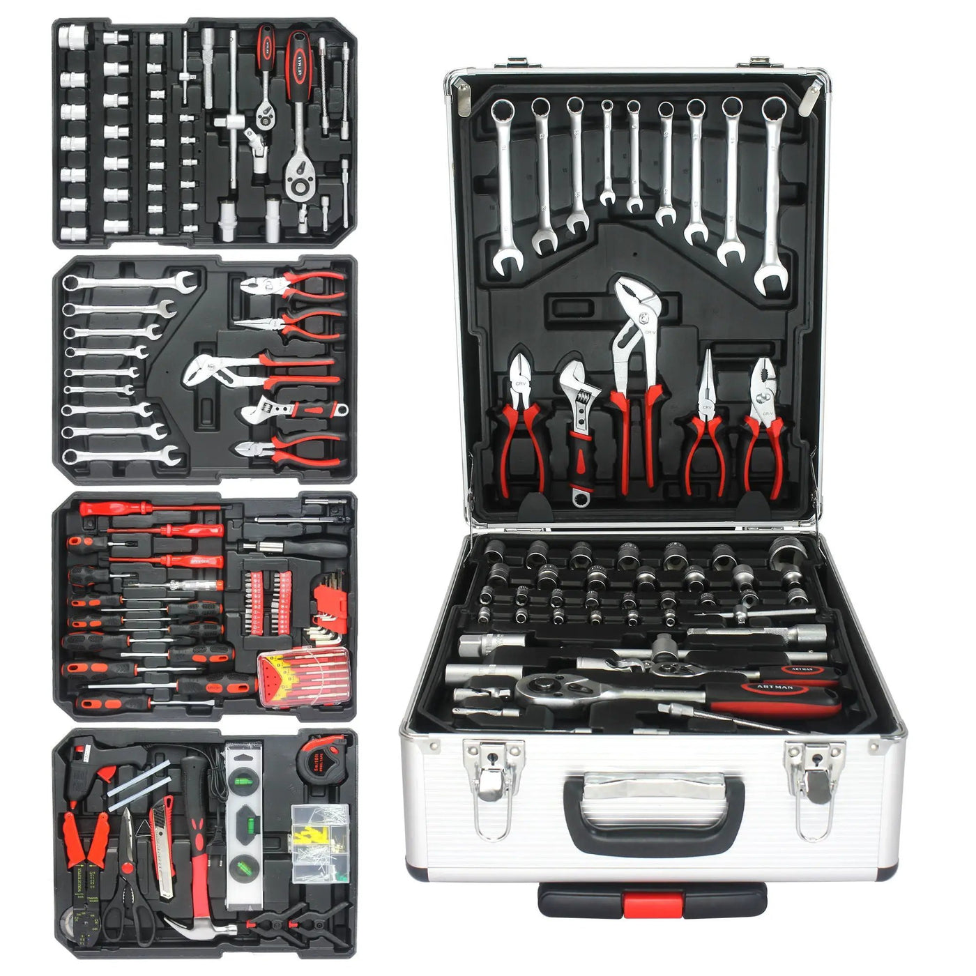 899 Piece Home Repair Tool Set With Rolling Plastic Toolbox, 4 Drawers, General Household Maintenance Kit by HouseOfZazla