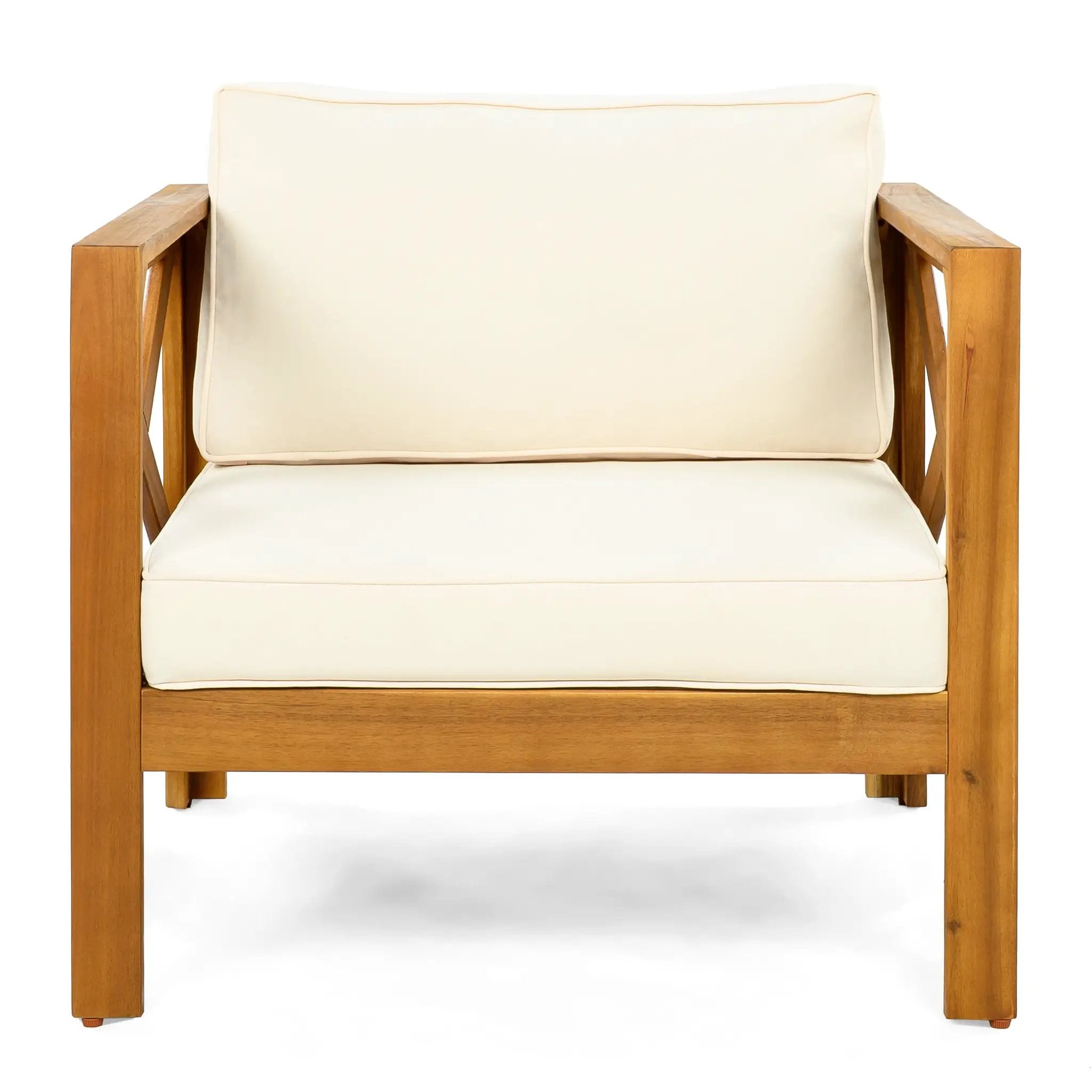 Patio Conversation Set with Foldable Acacia Wood Side Table and Cushions by HouseOfZazla