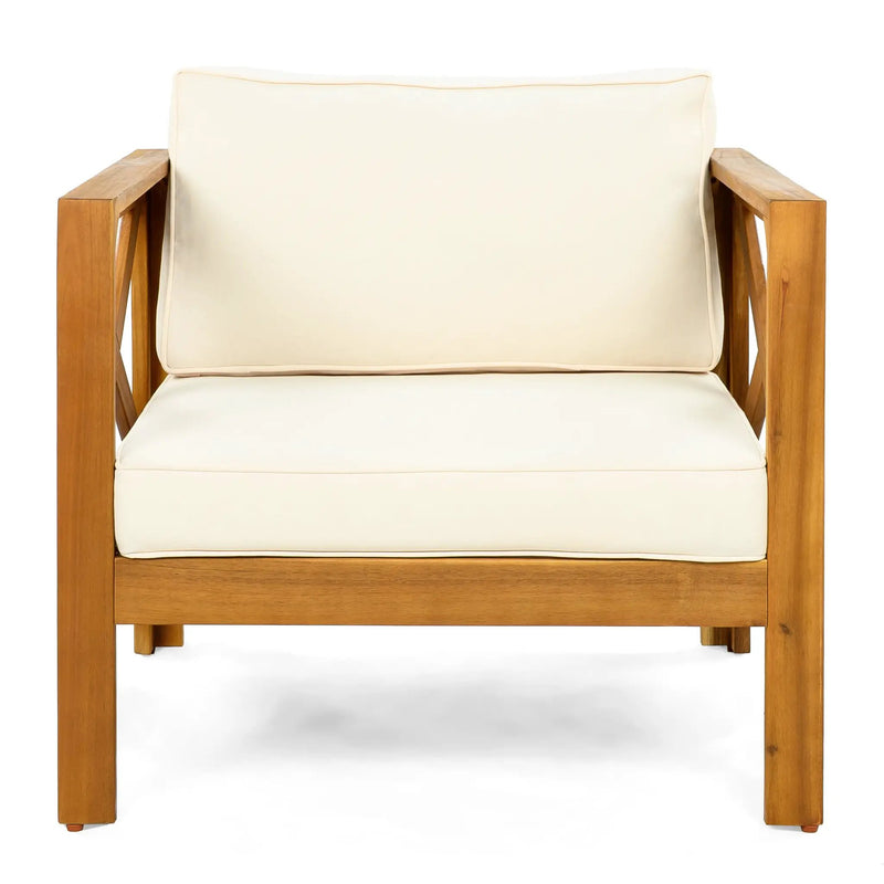 Patio Conversation Set with Foldable Acacia Wood Side Table and Cushions by HouseOfZazla