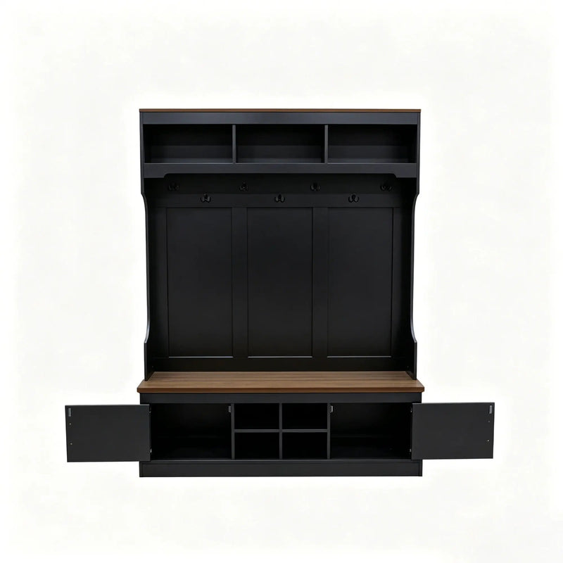 Vibe Haus 71''H Farmhouse Hall Tree with Bench and Shoe Storage by HouseOfZazla
