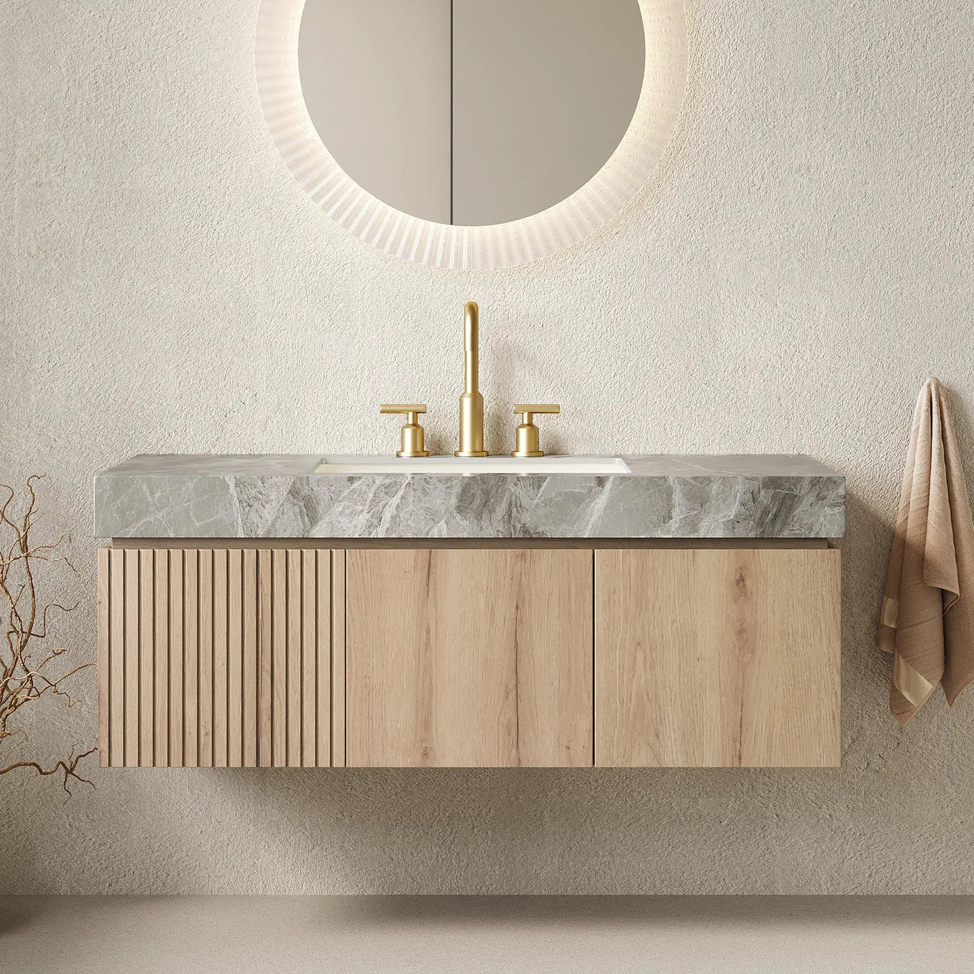 MURI 48" Bathroom Vanity & Sink, Floating Plywood Storage Cabinet by HouseOfZazla