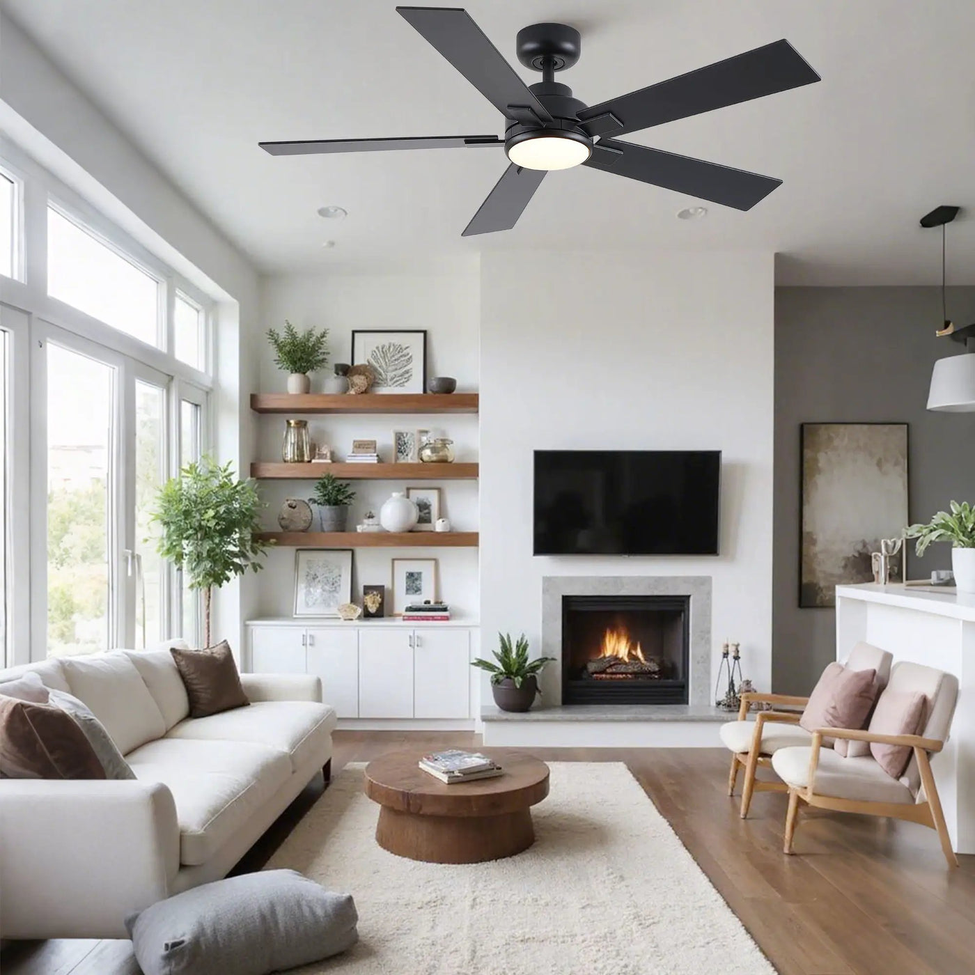 Reversible Motor Integrated LED Dimmable Ceiling Fan With Light by HouseOfZazla