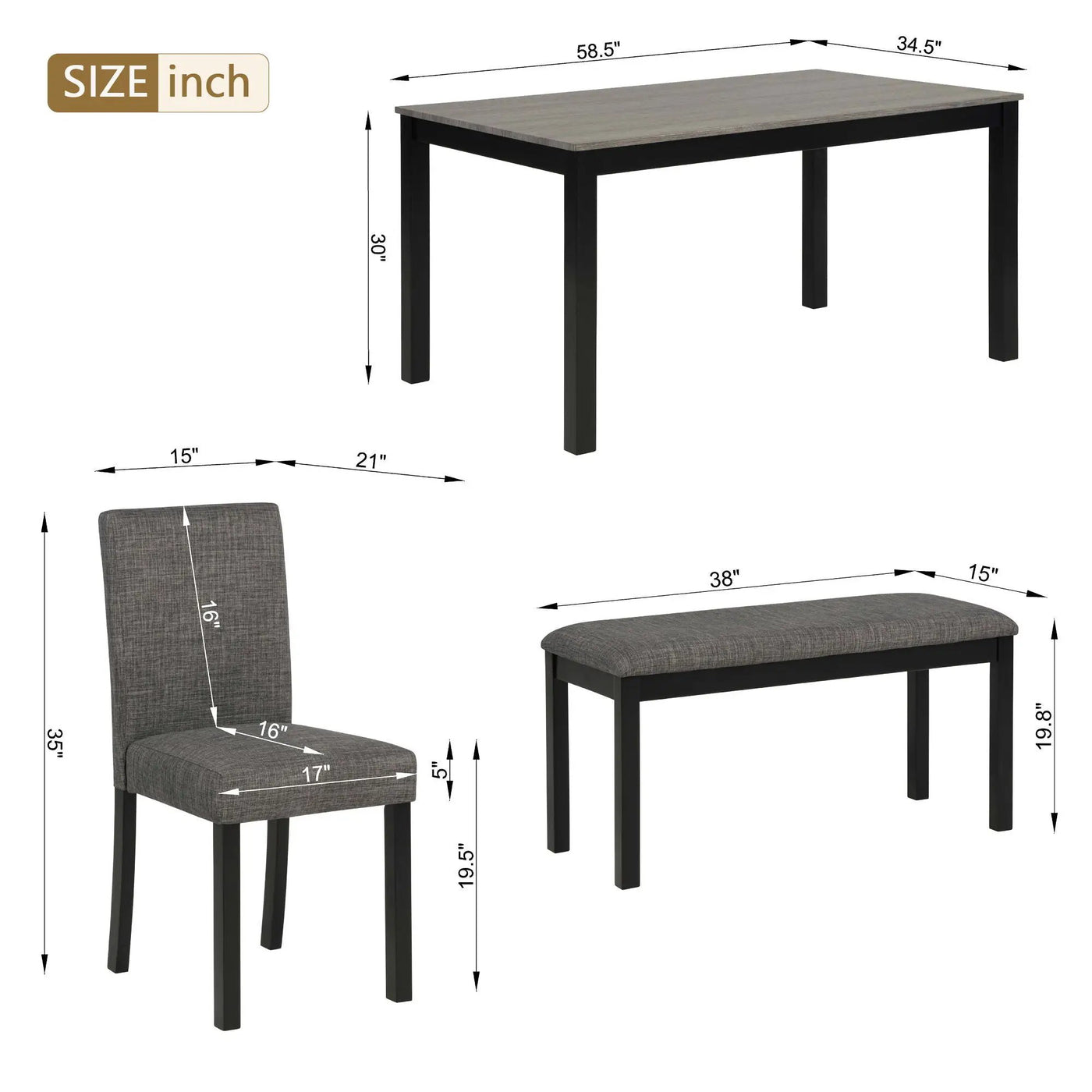 Modern Dining Table Set With Upholstered Chairs For Dining Room by HouseOfZazla