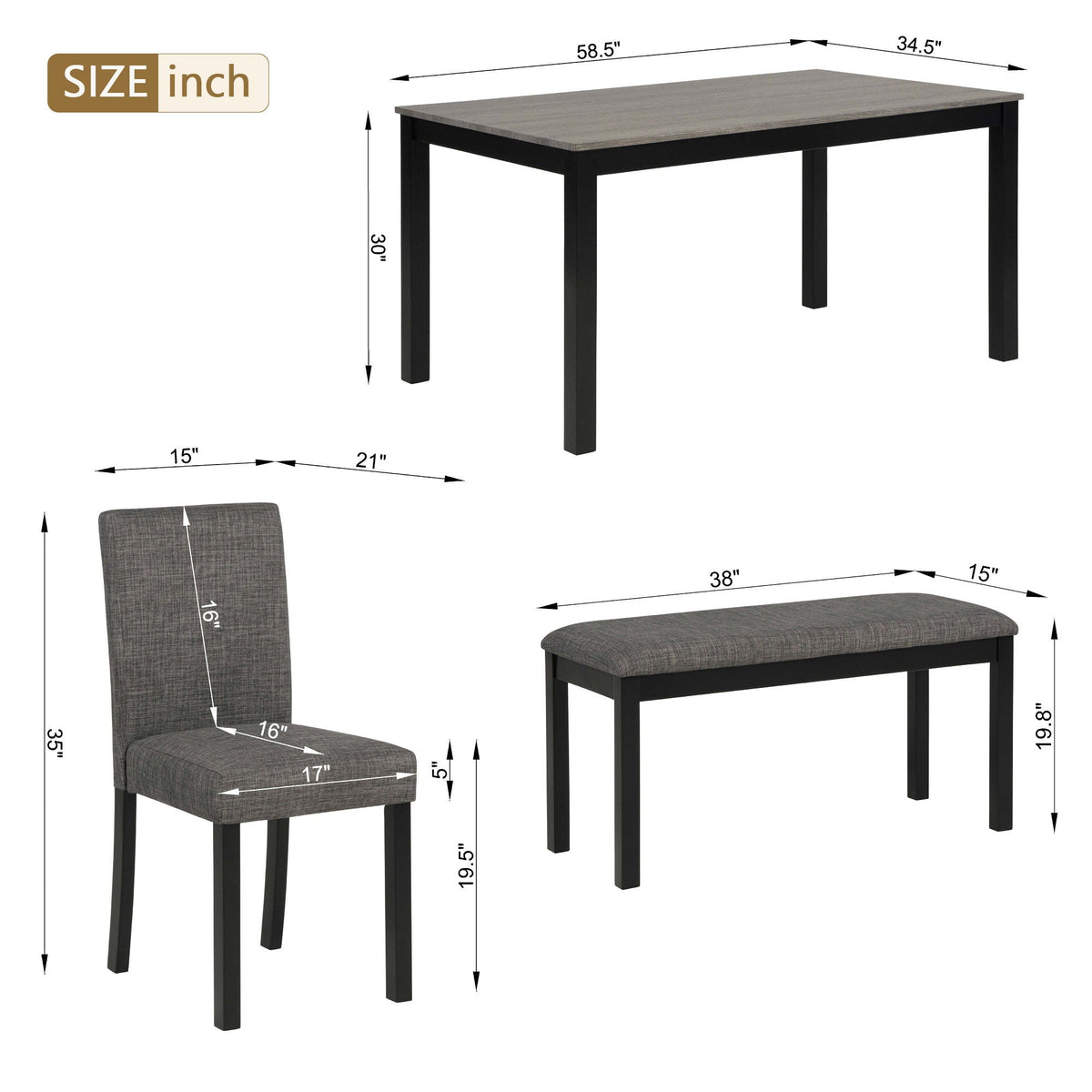 Modern Dining Table Set With Upholstered Chairs, photo 3 of 8