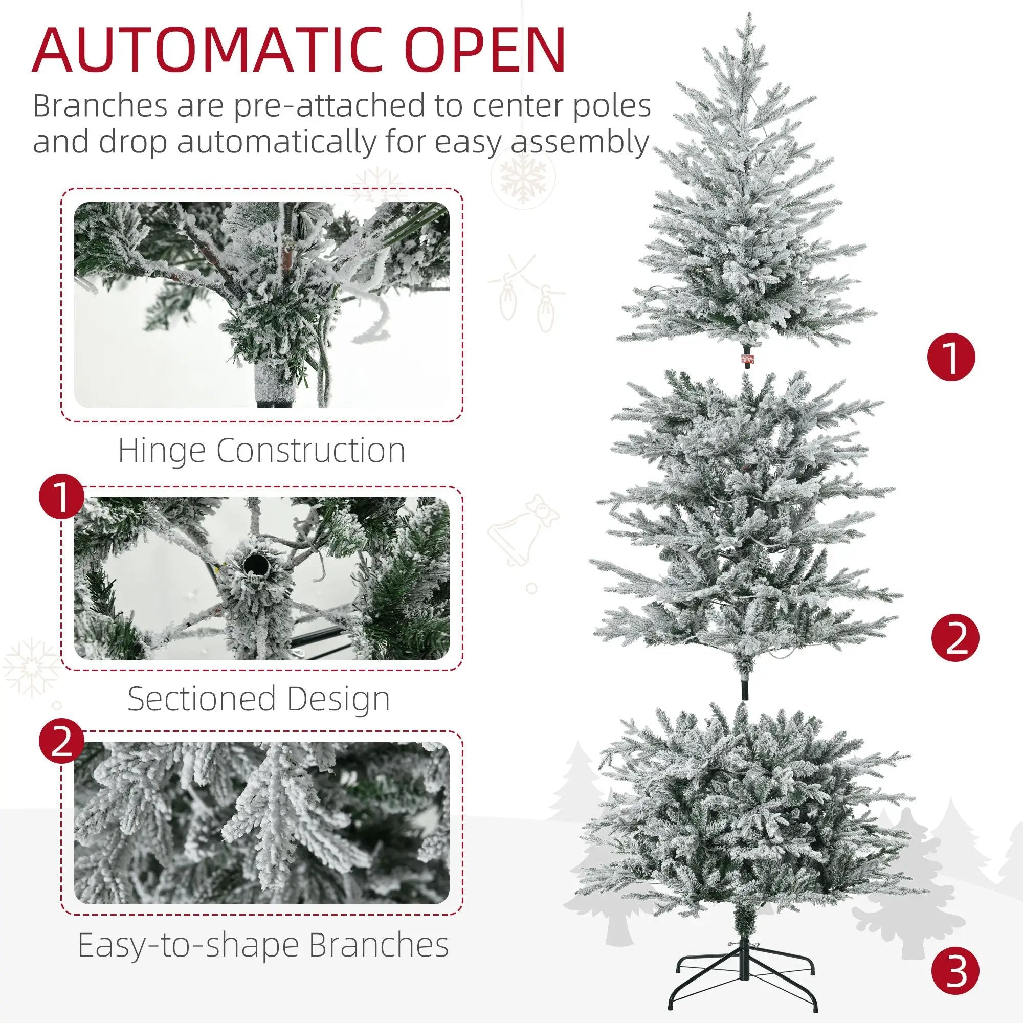 HOMCOM 7.5ft Tall Prelit Artificial Christmas Tree by HouseOfZazla