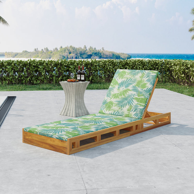 Lounge Chaise Set, Acacia Wood with Water-Resistant Lounge Cushions by HouseOfZazla
