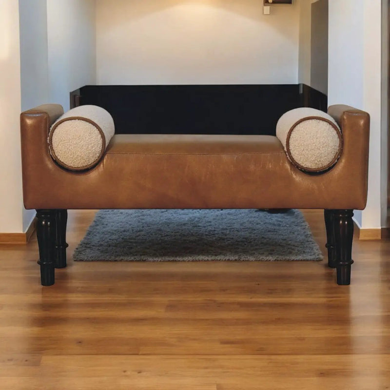 Solid Wood Chester Buffalo Bench, Upholstered by HouseOfZazla
