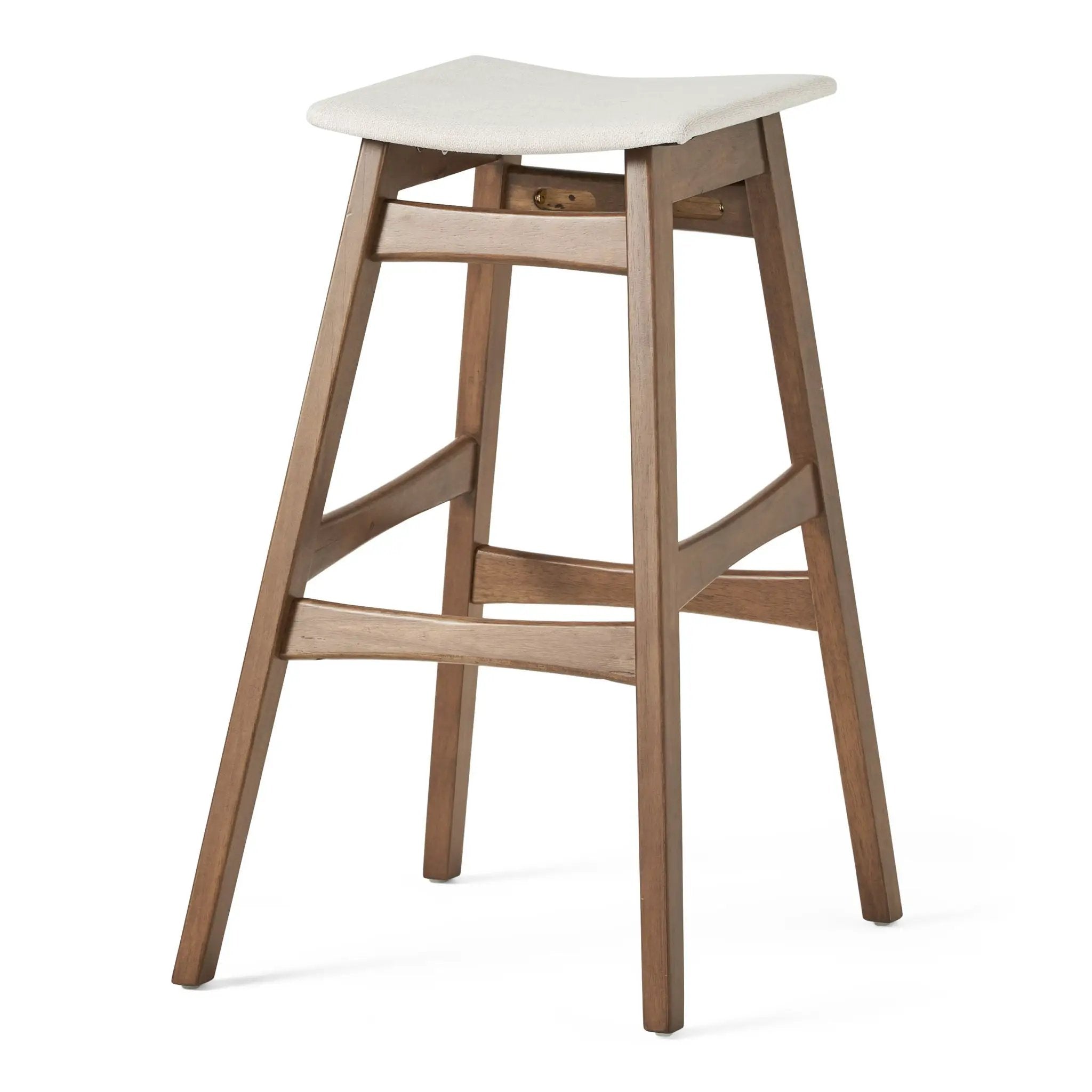 Mid Century Modern Bar Stool Set With Upholstered Seating by HouseOfZazla