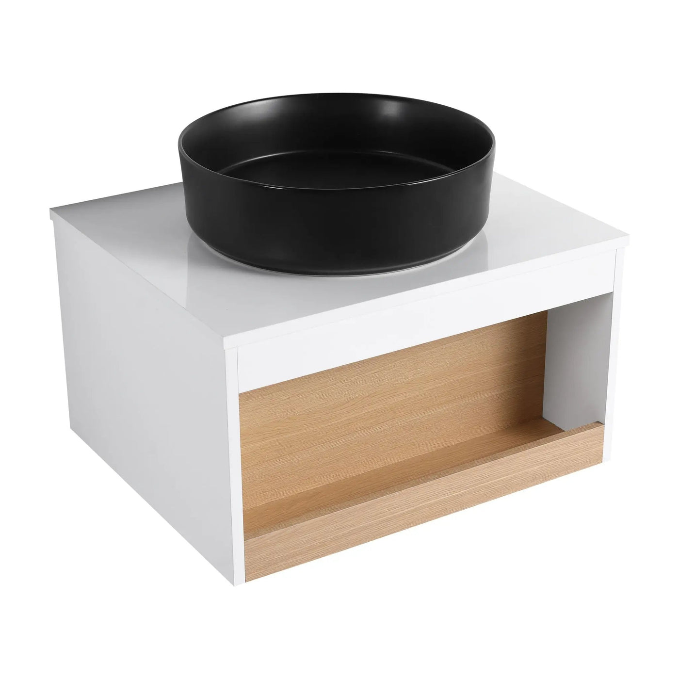 Floating Bathroom Vanity With Glossy Round Vessel Sink by HouseOfZazla