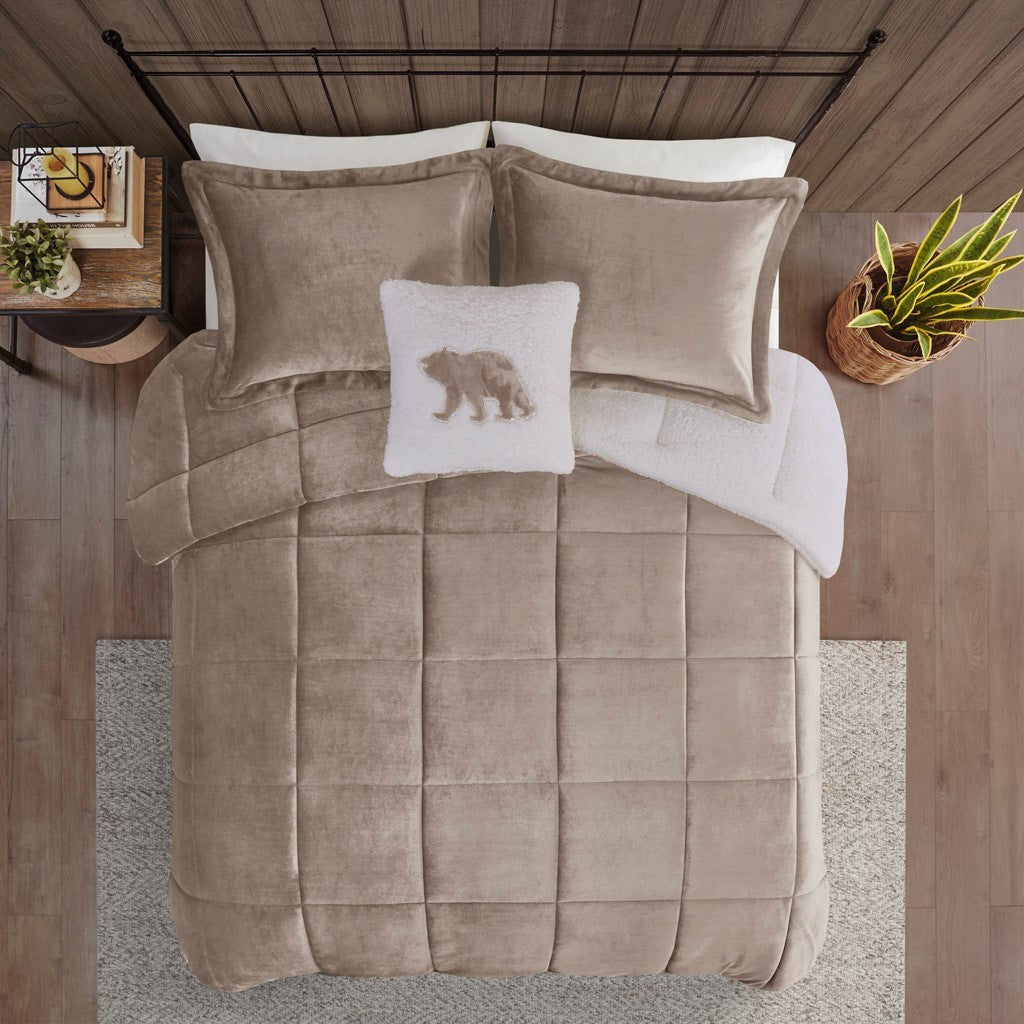 Full/Queen Plush to Sherpa Down Alternative Comforter Set by HouseOfZazla