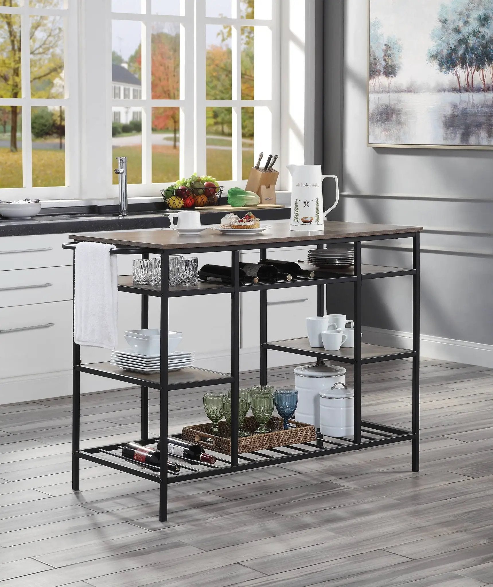 Lona - Kitchen Island - Rustic Oak / Black by HouseOfZazla
