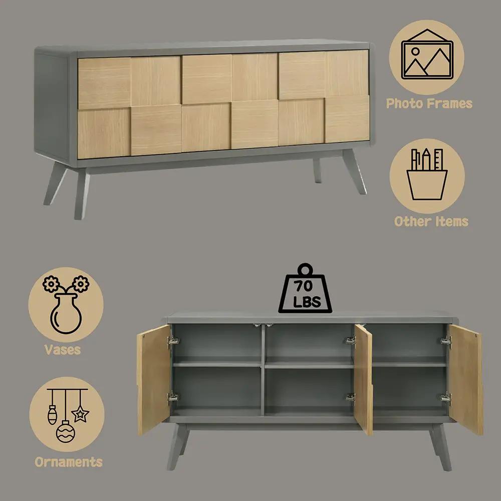 Blayde - Server - Light Gray & Natural by Unique Piece Furniture