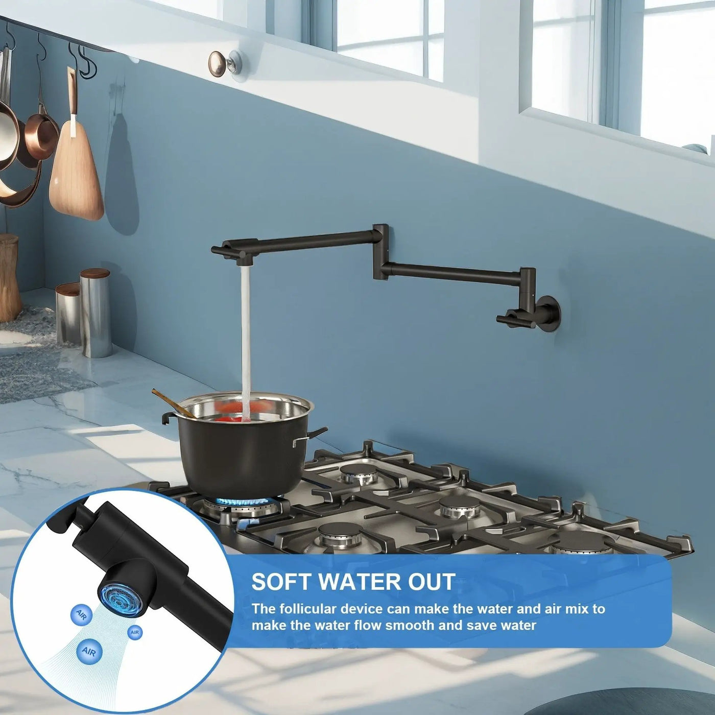 Modern Design Wall Mount Pot Filler Faucet Folding Stretchable by HouseOfZazla