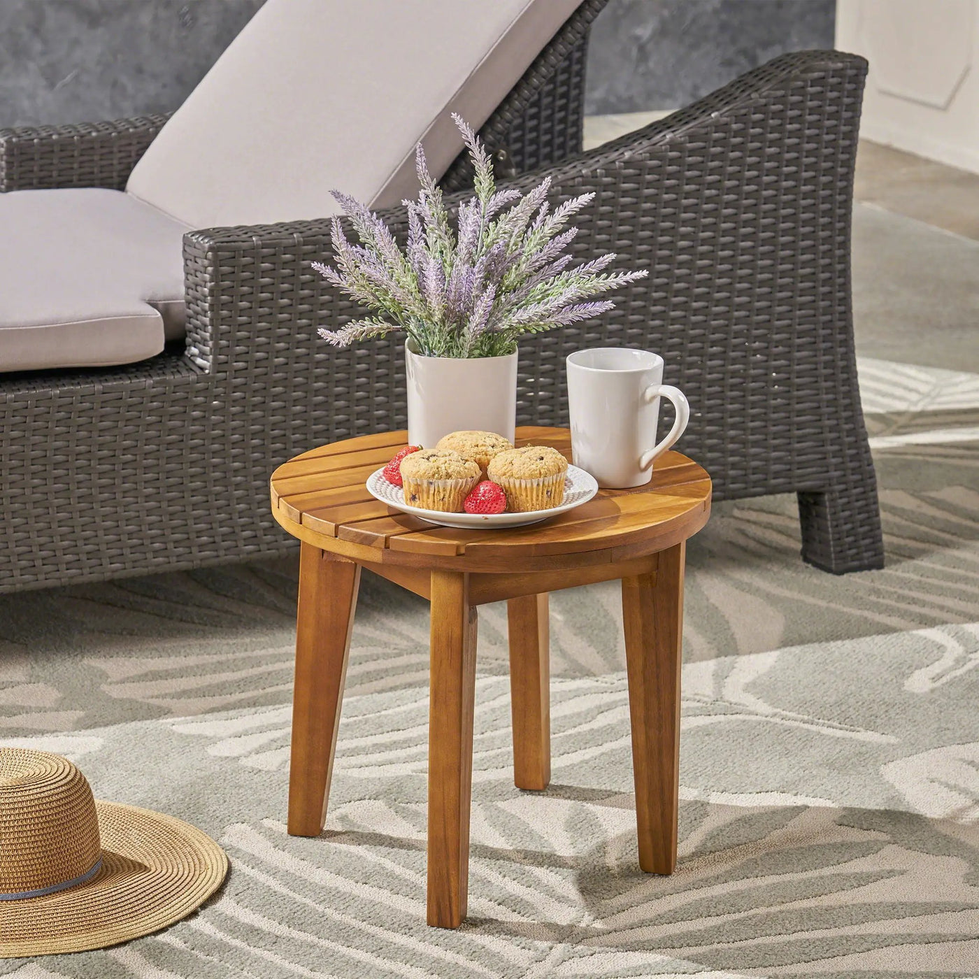 Outdoor Acacia Wood Side Table With Weather Resistance by HouseOfZazla
