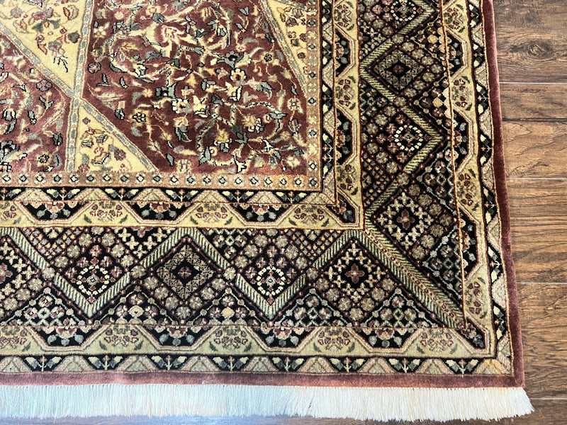Indo Persian Rug 8x10, Dome Design, 210 KPSI, Handmade Vintage Wool Rug by Jewel Rugs