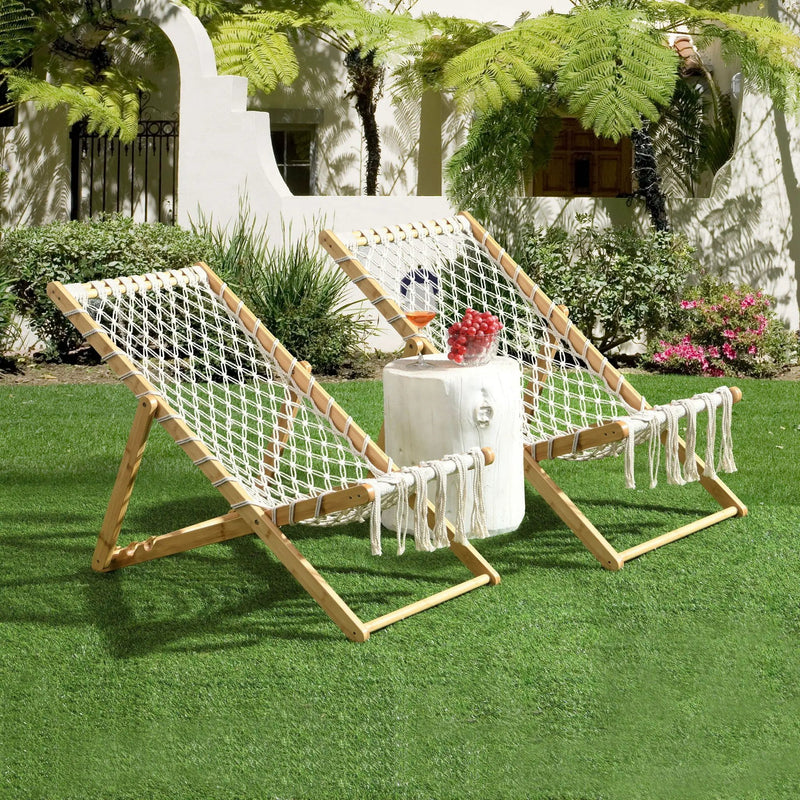 Bamboo Weaving Chair Set With Handwoven Rope For Patio And Living Spaces - Natural by Unique Piece Furniture