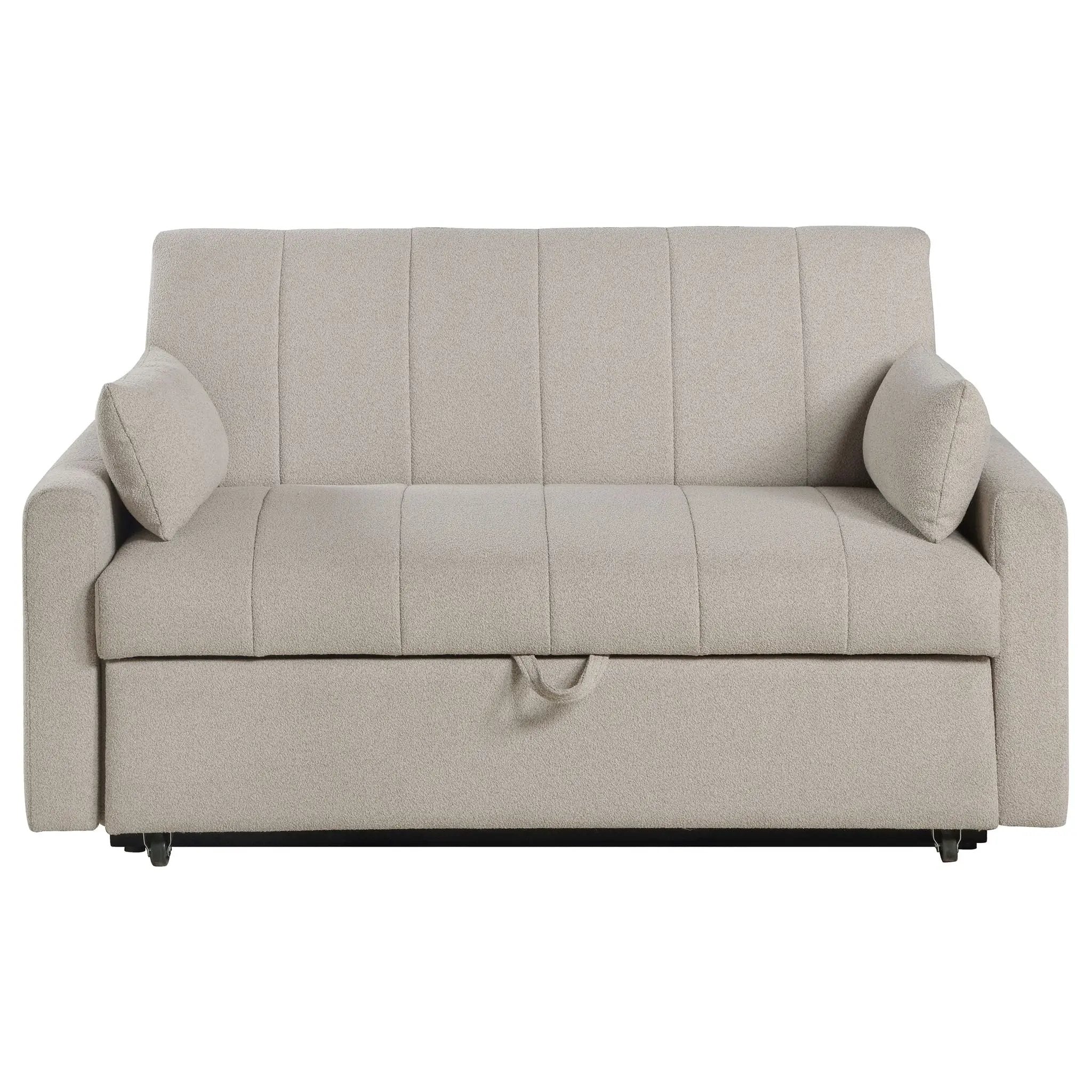 Portland Boucle Upholstered Sleeper Sofa Bed Latte by Unique Piece Furniture