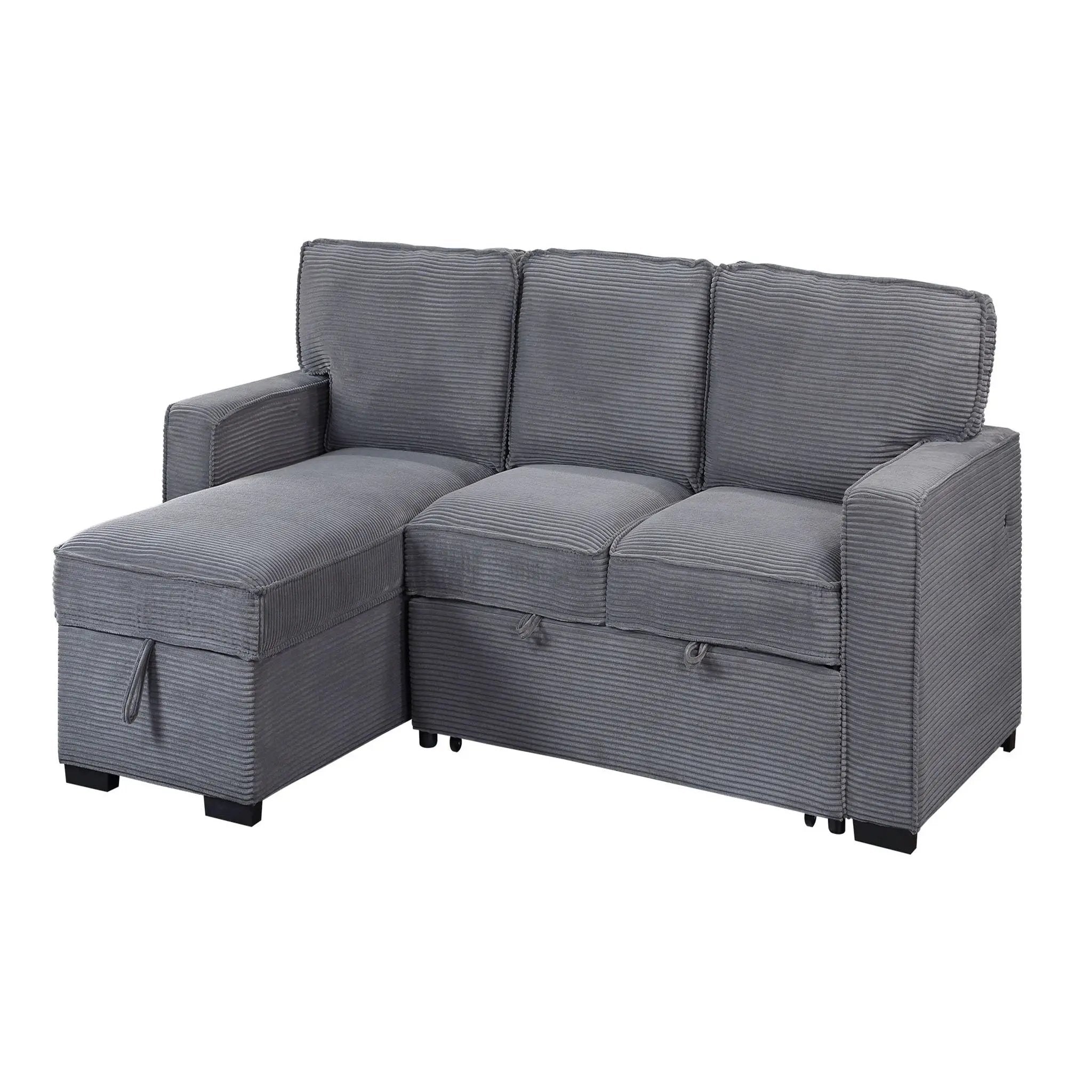 Territory - Pull Out Sofa Bed With Design - Dark Gray by Unique Piece Furniture