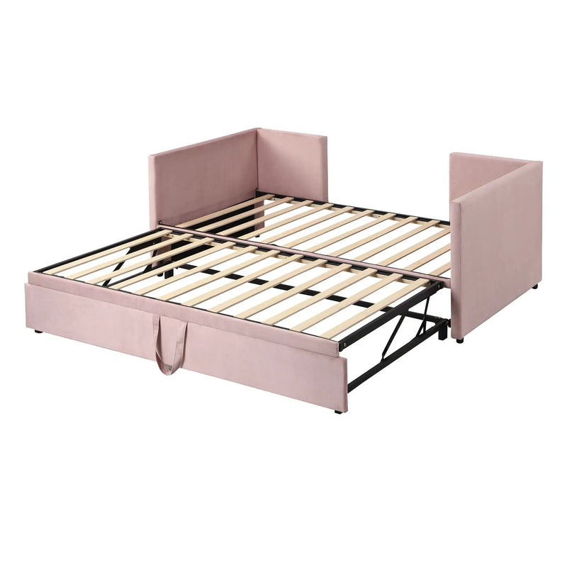 Twin Size Upholstered Daybed With Pop Up Trundle by Unique Piece Furniture
