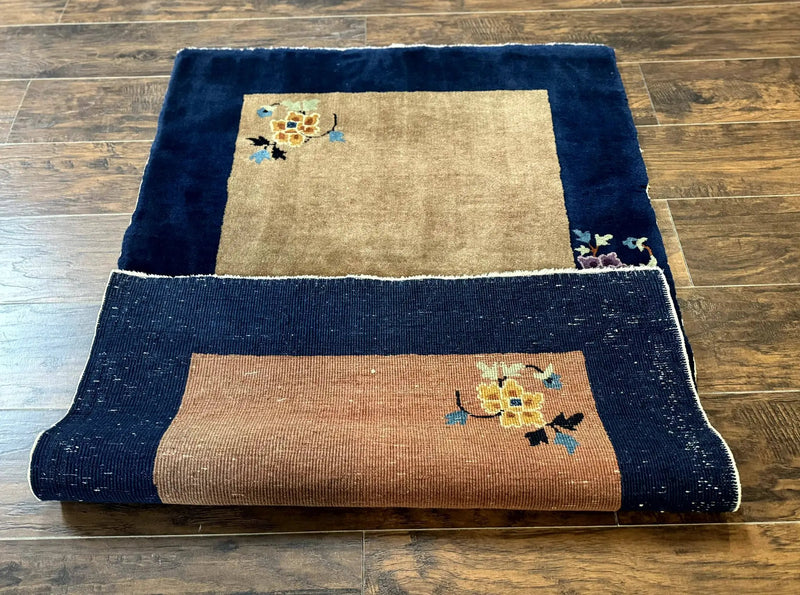 Chinese Rug 3x5, Antique Peking Art Deco Carpet, Simple Design by Jewel Rugs