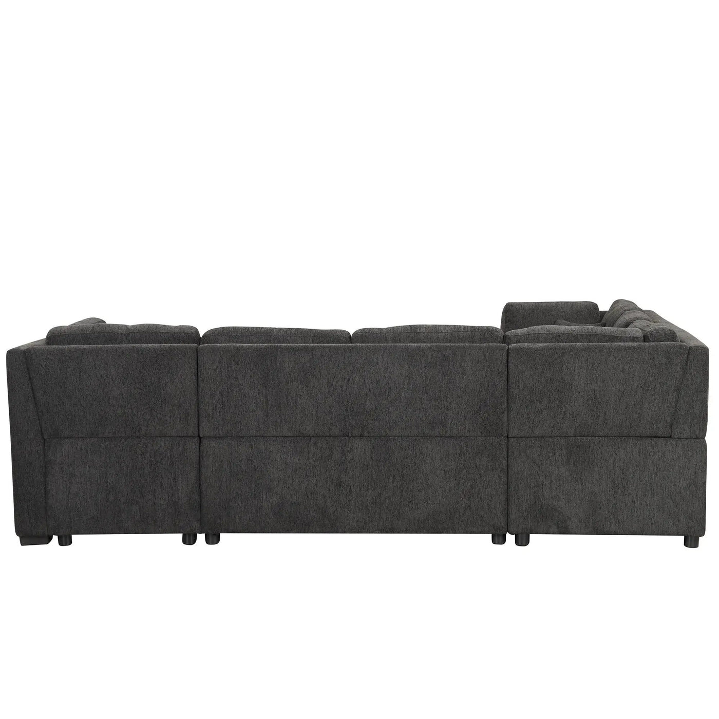 U-Shaped Sectional Sofa Pull Out Sofa Bed With Two USB Ports, Two Power Sockets, Three Back Pillows And A Storage Chaise For Living Room by HouseOfZazla