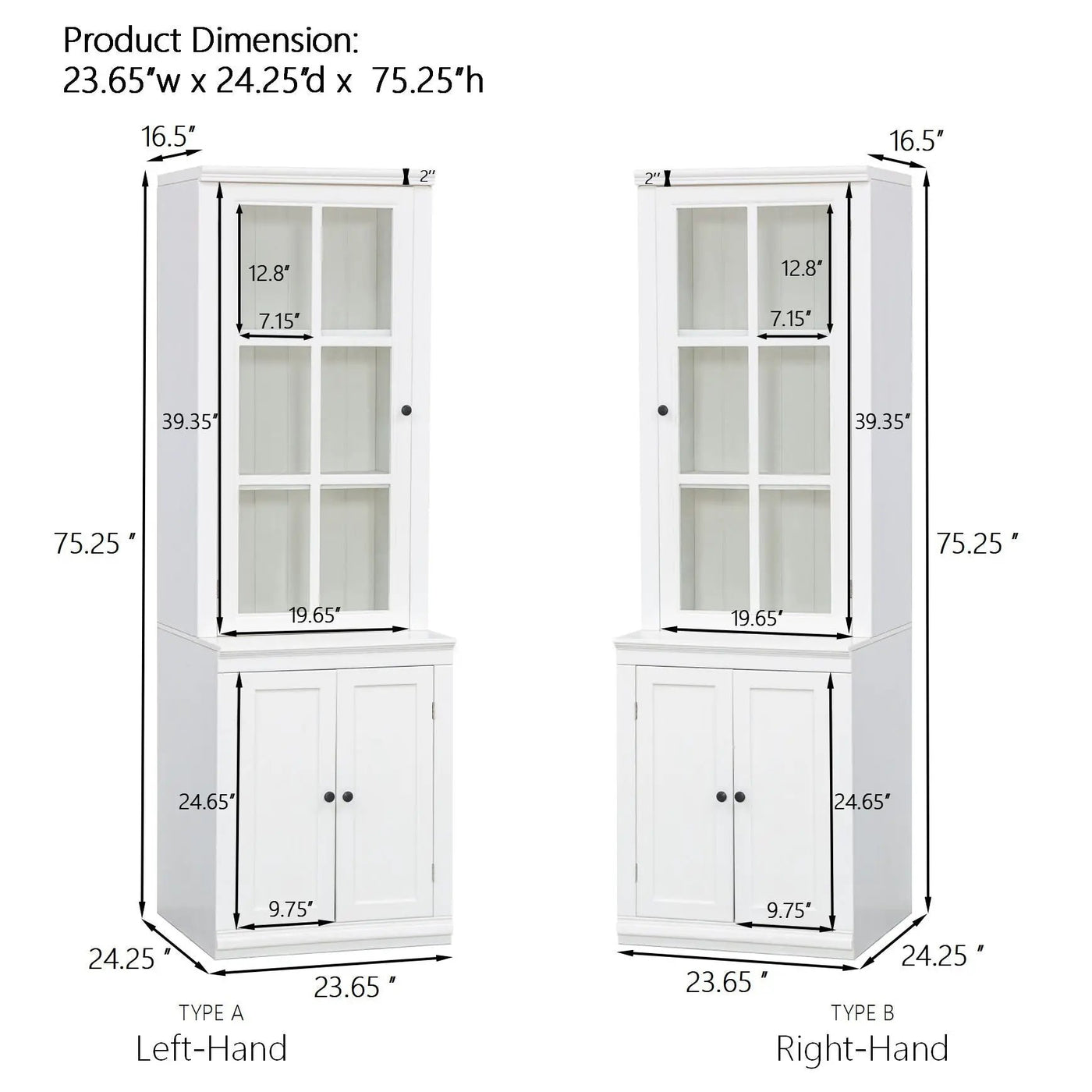 Retro Style Hutch Cabinet With Glass Door, China Cabinet For Home by Unique Piece Furniture