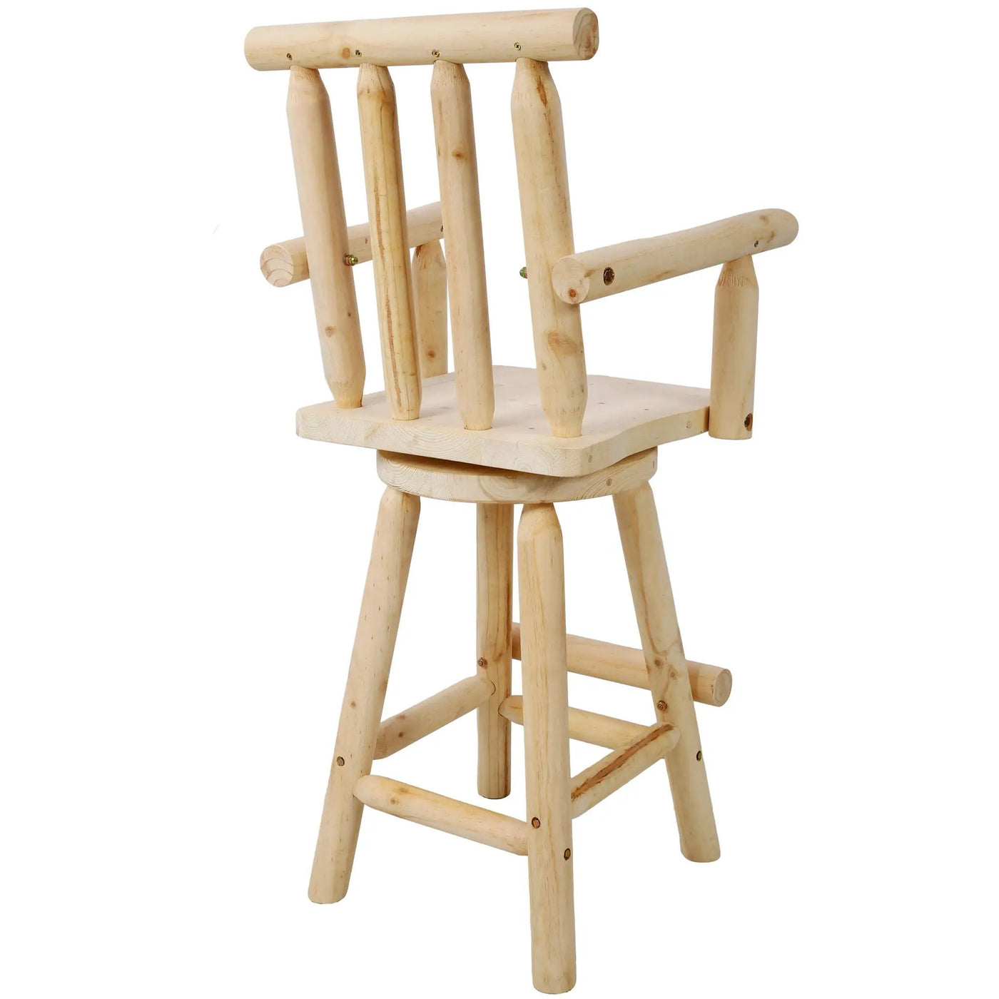 Rustic Bar Stool, Fir Wood Construction, Wide Armrest by HouseOfZazla
