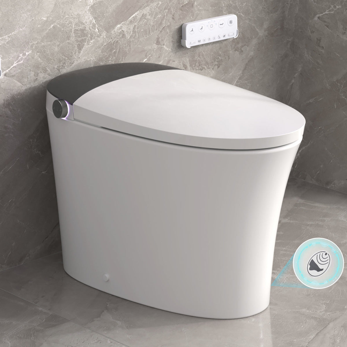 Elongated Smart Toilet with Bidet and Heated Seat