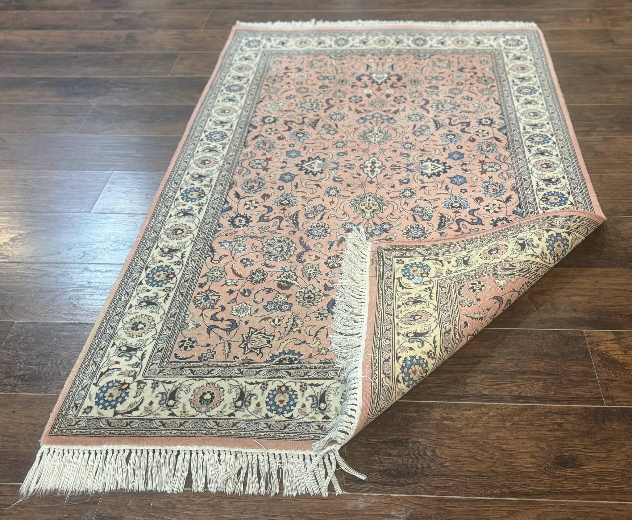 Pak Persian Rug 4x6, Pink and Cream, Very Fine 225 KPSI, Handmade Wool Oriental Carpet by Jewel Rugs