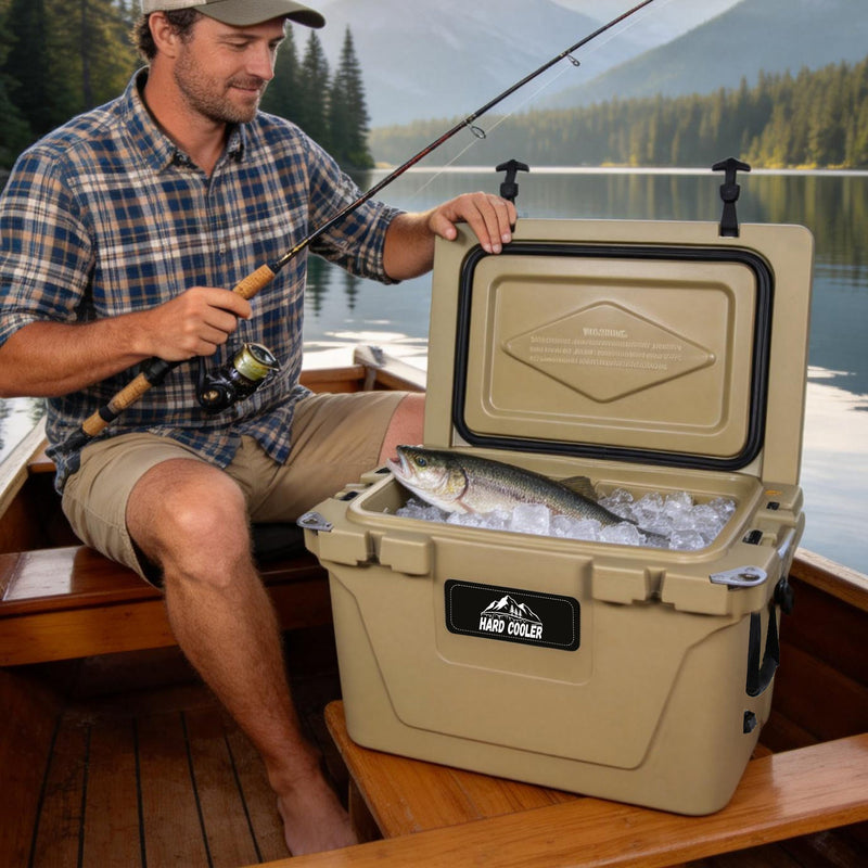 50 Quart Khaki Cooler, Ultra-Light Insulated Ice Chest by HouseOfZazla