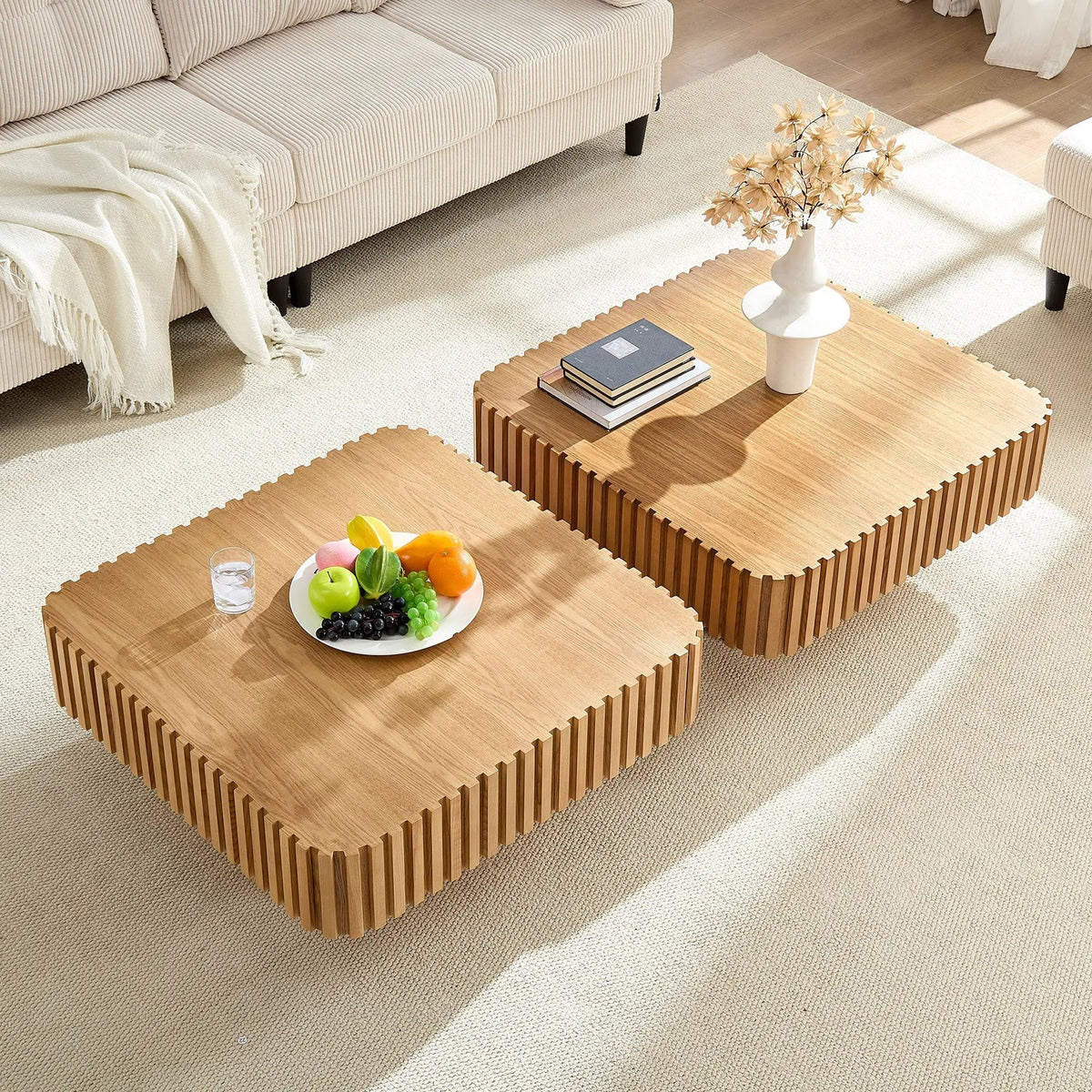 2PCS Set 31.5 Inch Modern Handcraft Drum Coffee Table by HouseOfZazla