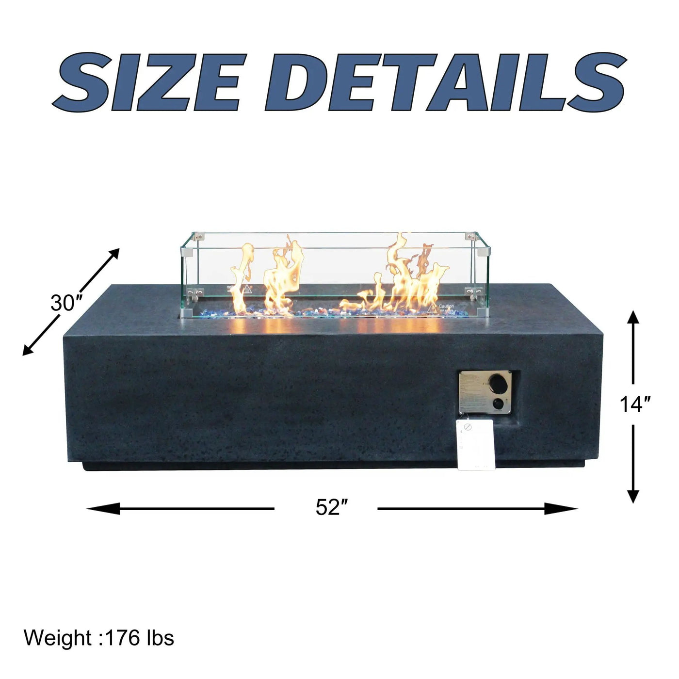 Outdoor Concrete Propane Gas Rectangle Fire Pit Table by Unique Piece Furniture
